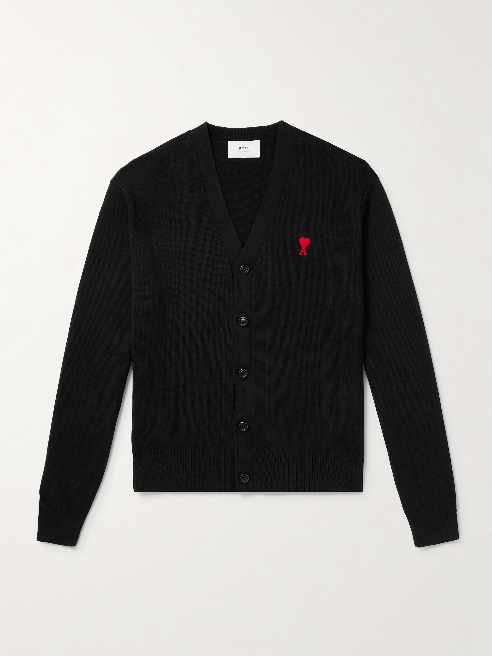 Logo-Embroidered Virgin Wool Cardigan view