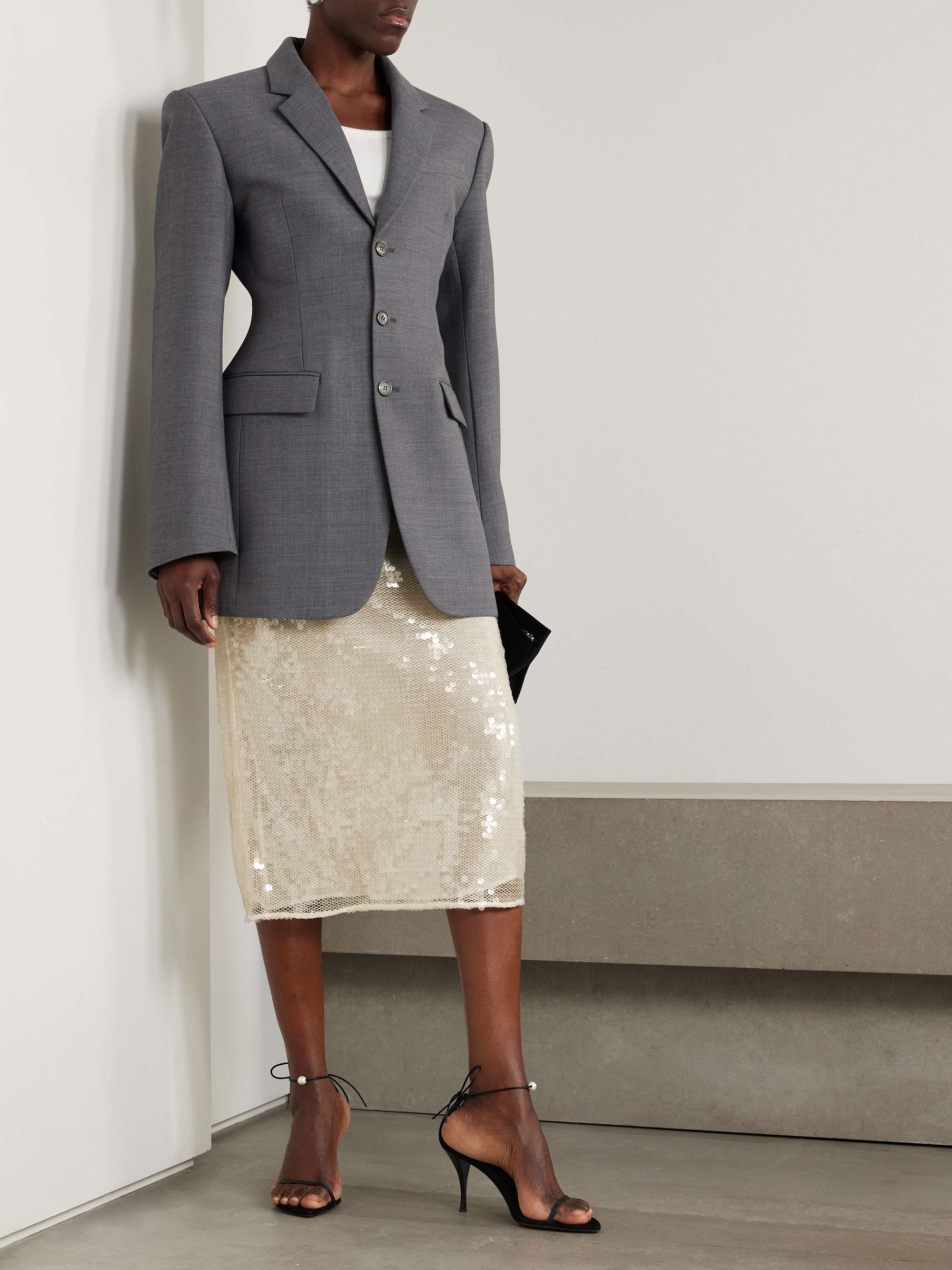Sequined mesh midi skirt view