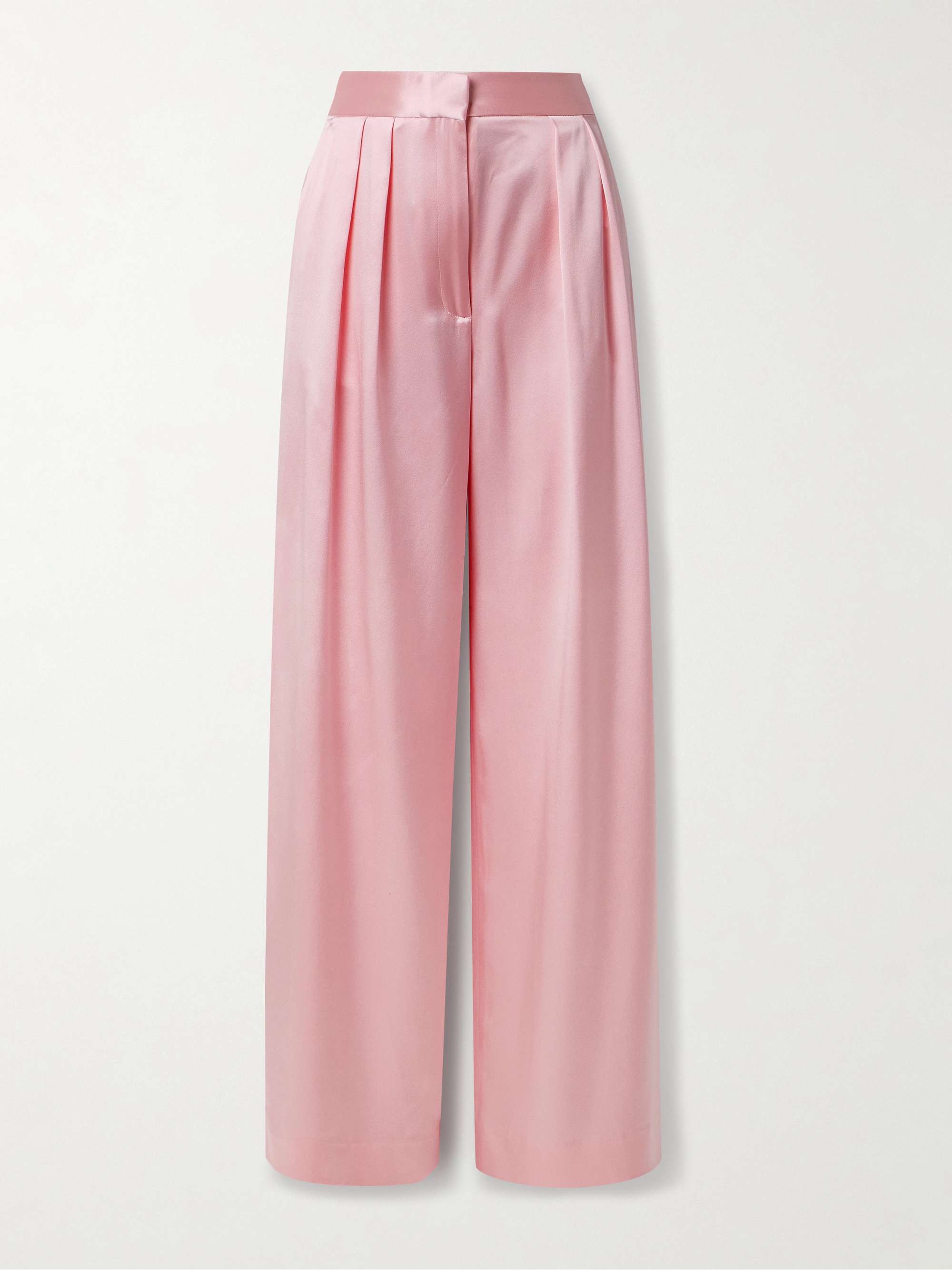 Pleated silk-charmeuse wide-leg pants view