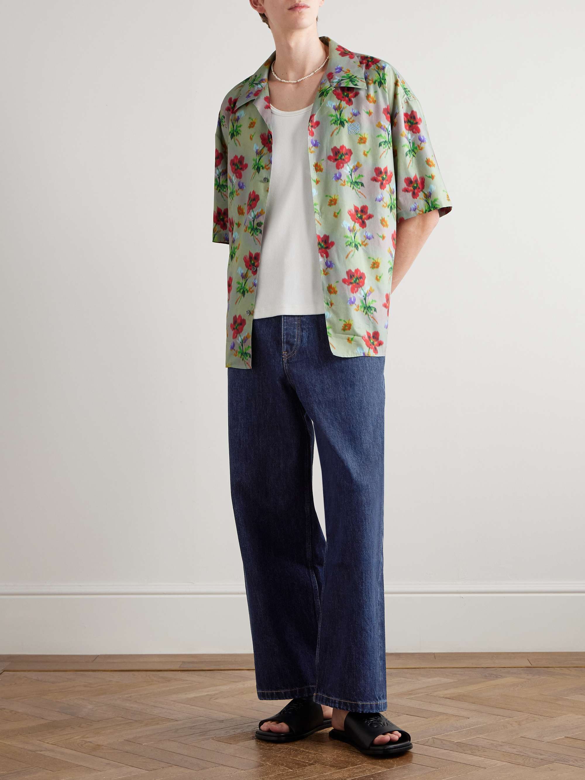 Wide-Leg Logo-Appliquéd Jeans view