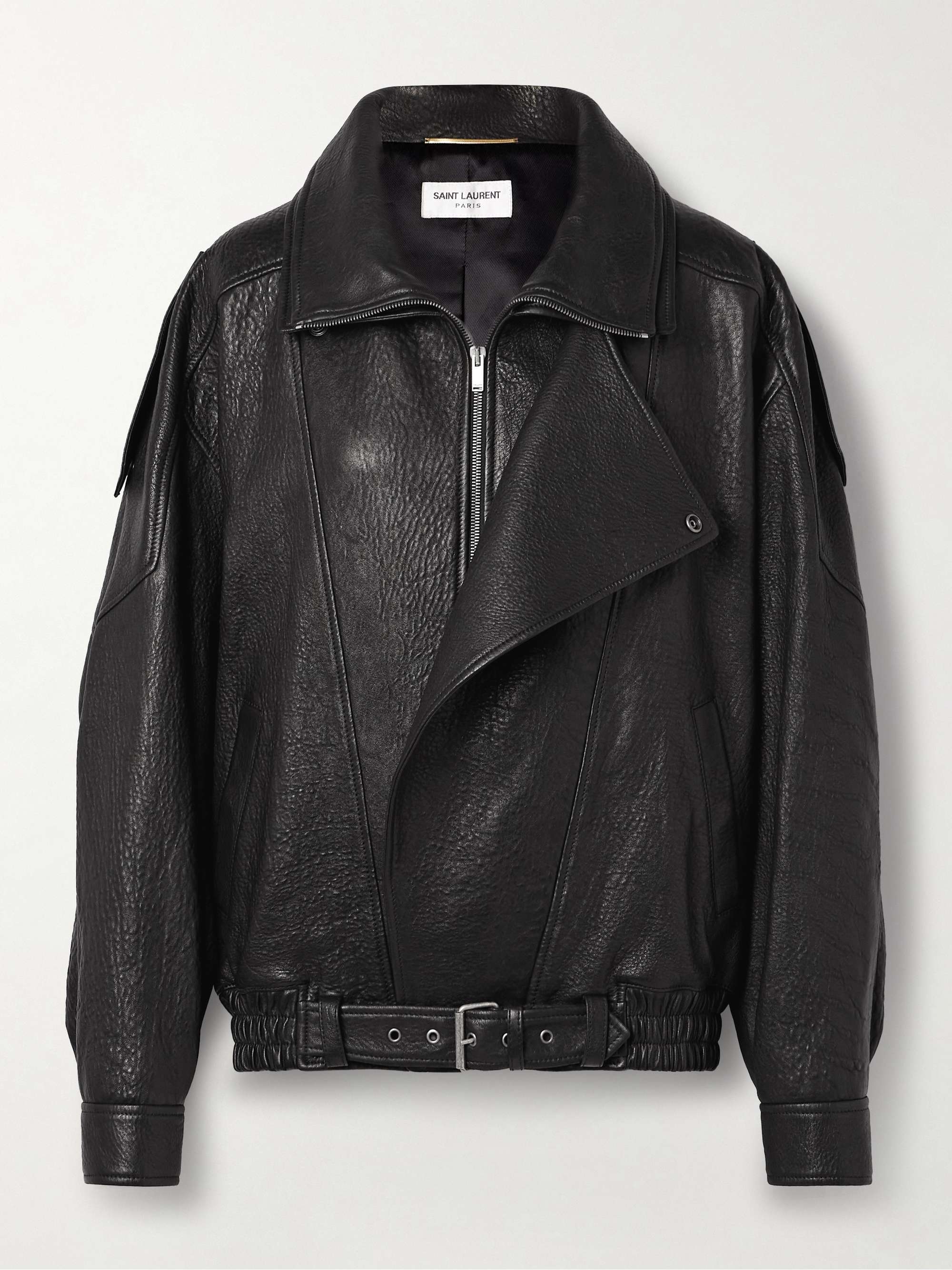 Oversized textured-leather jacket view