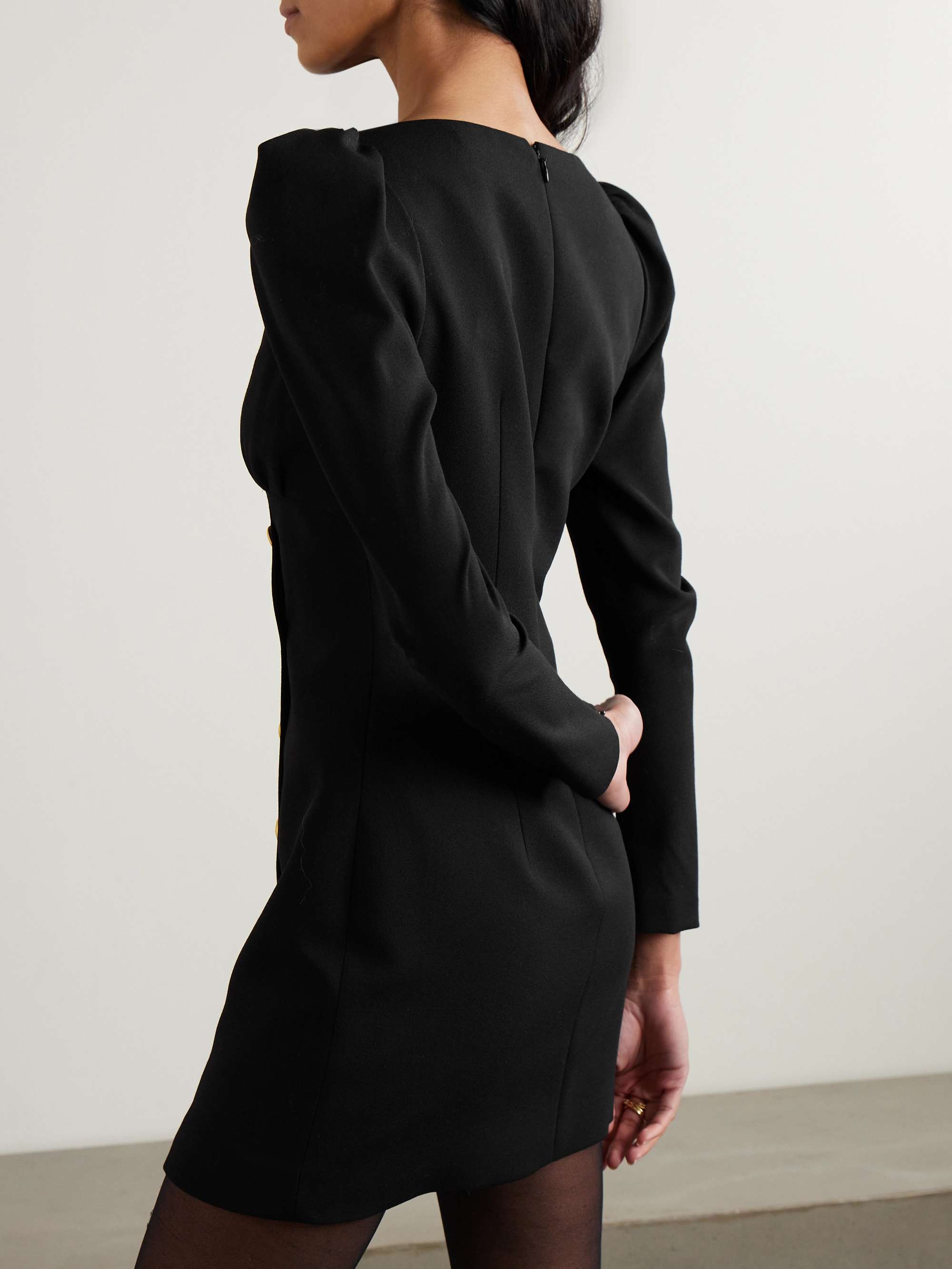 Button-embellished wool-blend mini dress view