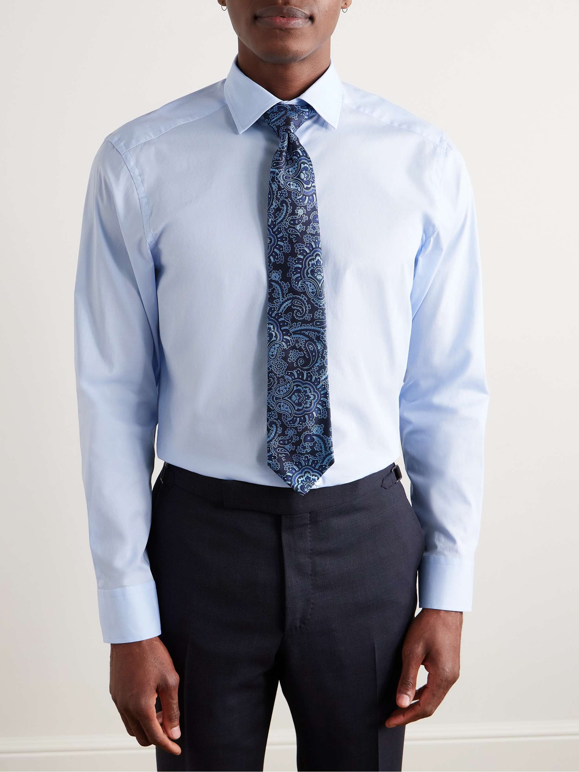 Slim-Fit Cotton-Blend Poplin Shirt view