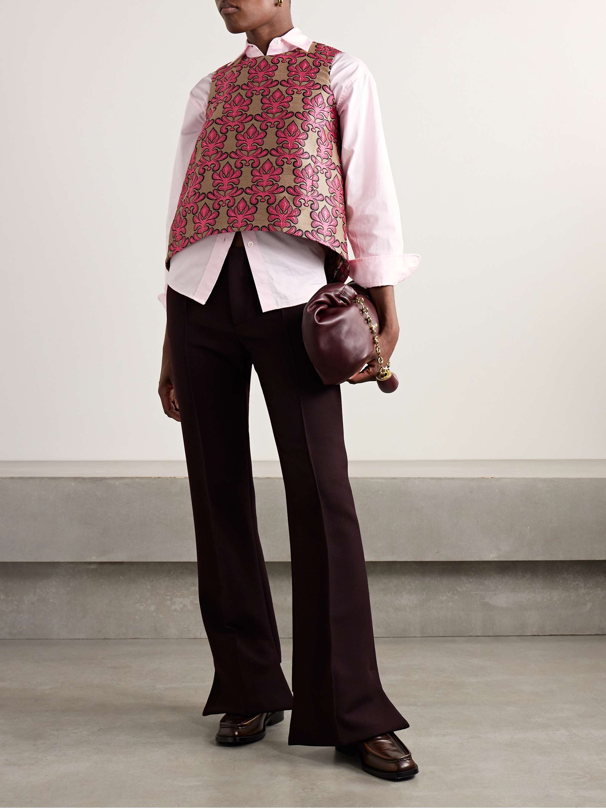 La Scala asymmetric cotton-blend jacquard top view