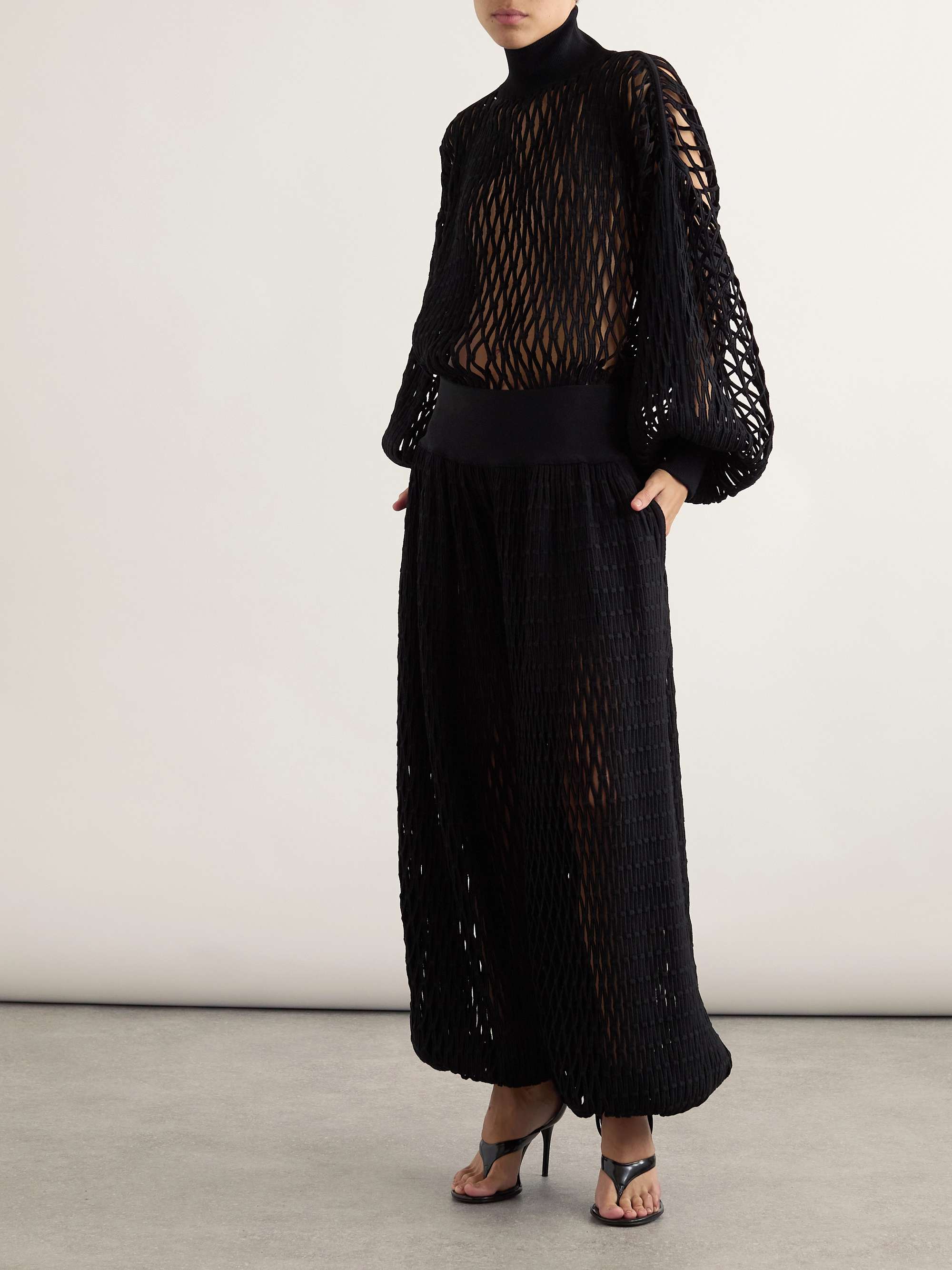 Open-knit tapered pants view