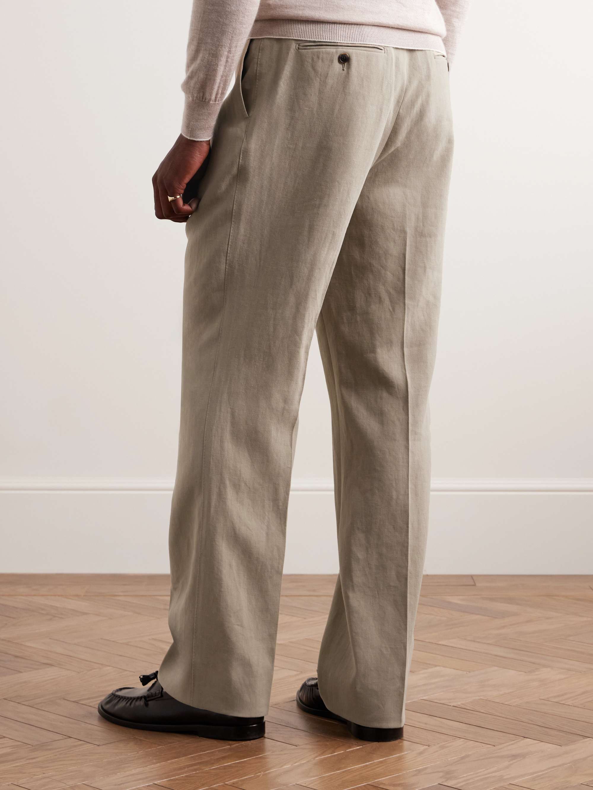 Amo Wide-Leg Pleated Linen Suit Trousers view