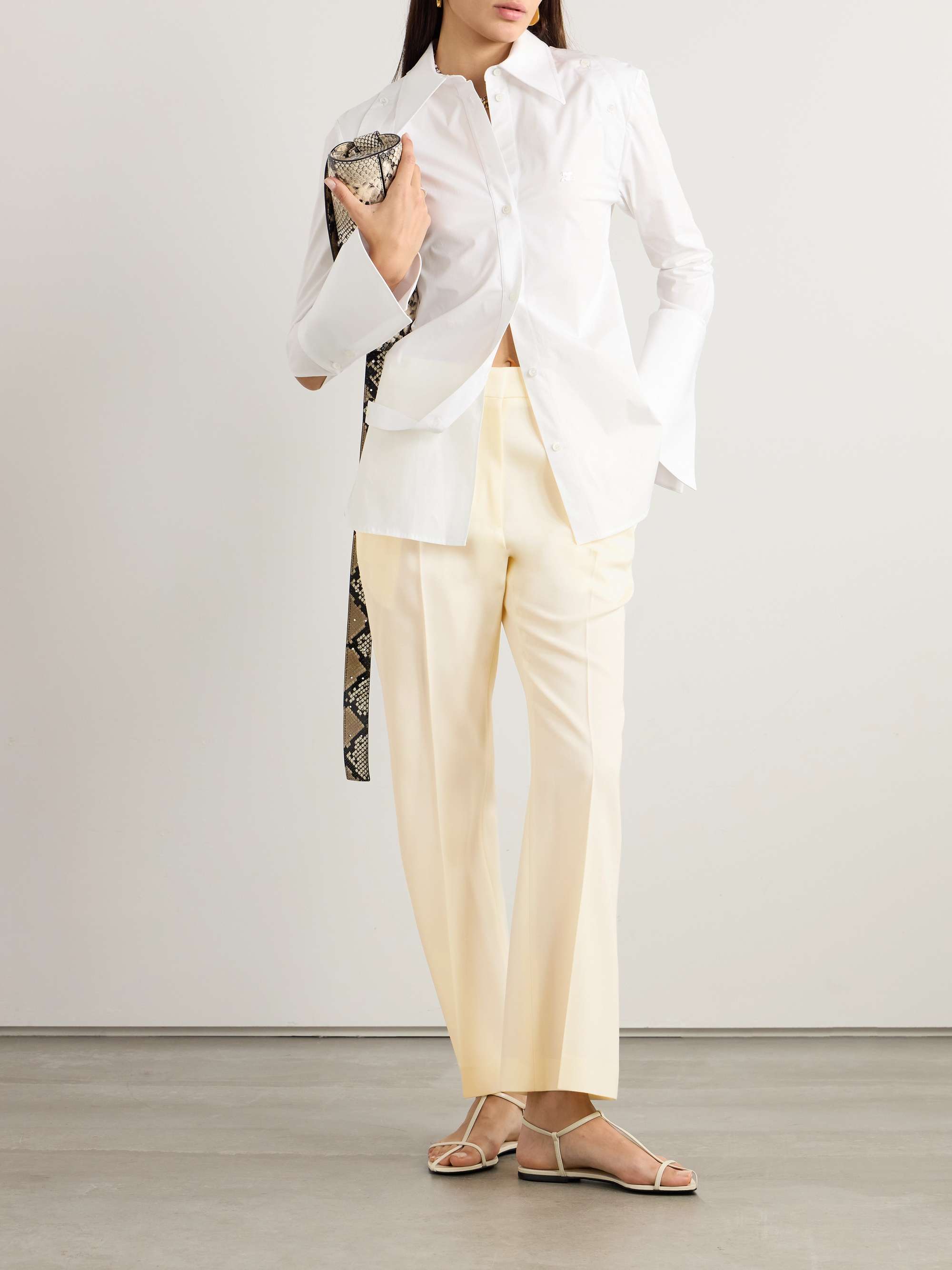 Pleated wool-twill straight-leg pants view