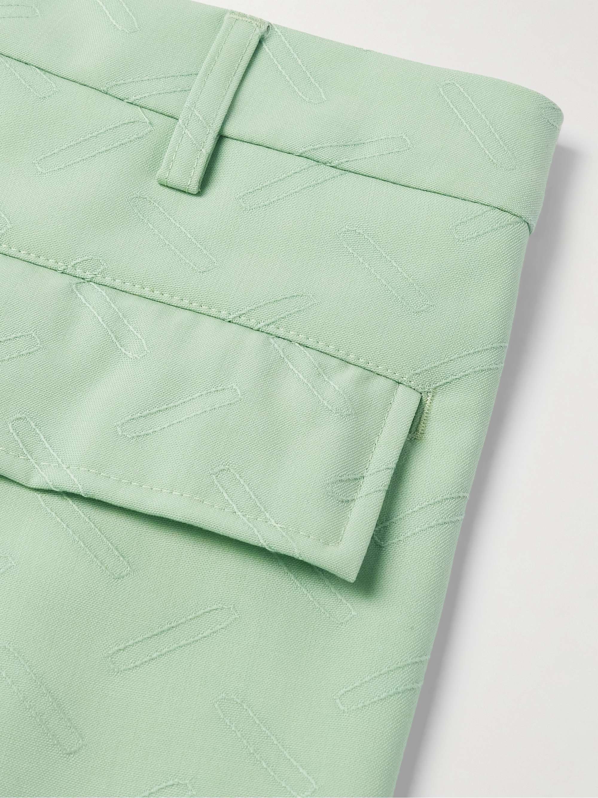 Confetti Straight-Leg Embroidered Grain de Poudre Wool Cargo Shorts view