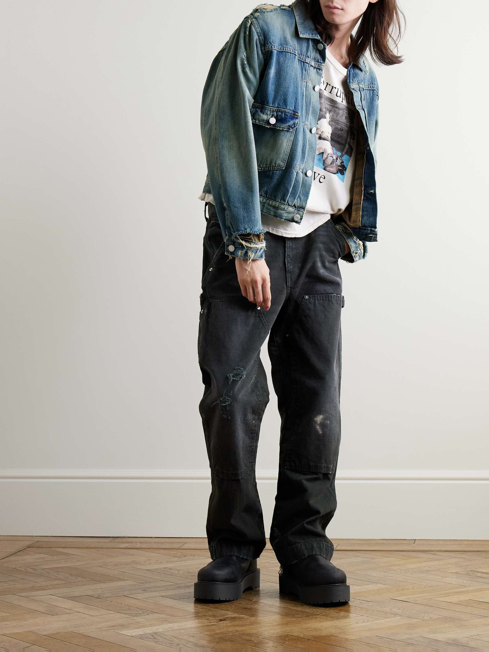 Distressed Panelled Denim Jacket view
