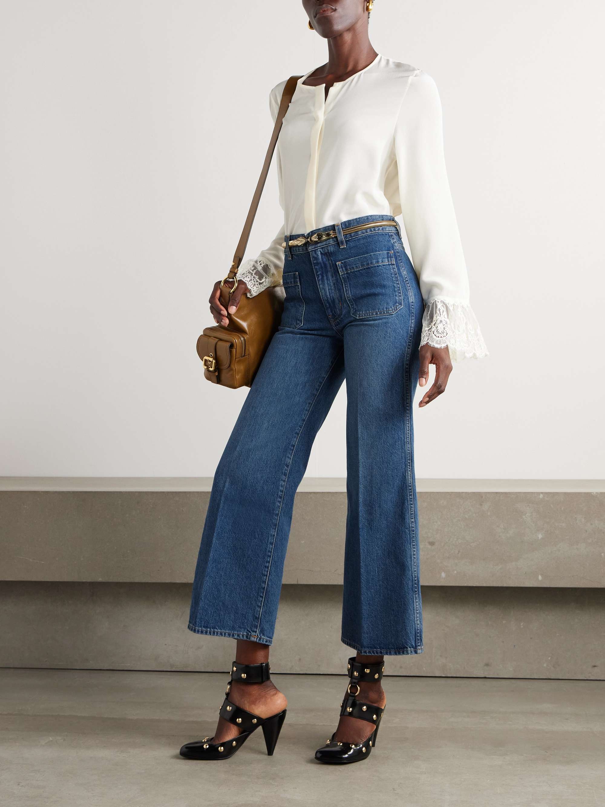 Cropped high-rise bootcut jeans view