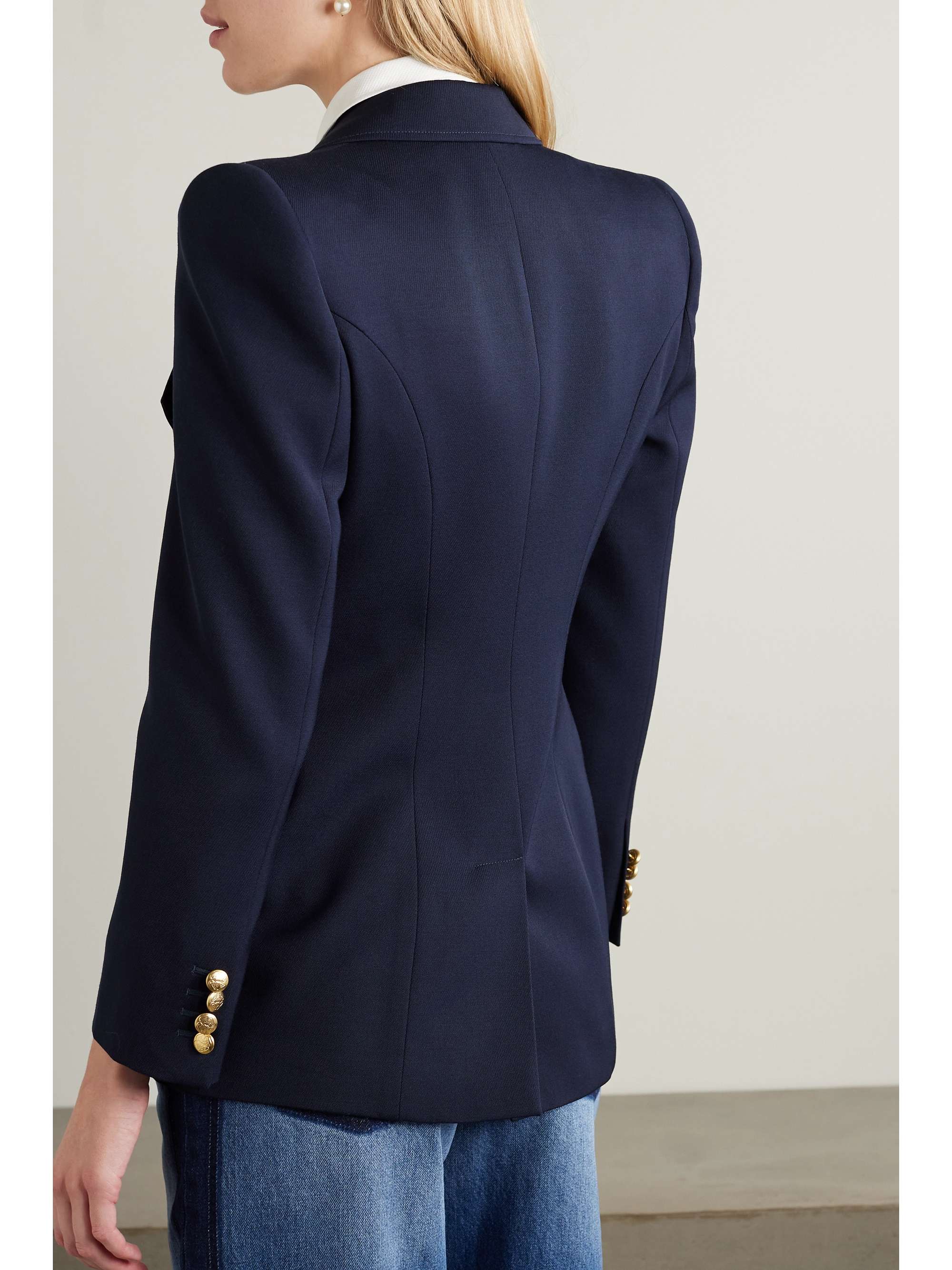 Button-embellished wool-twill blazer view