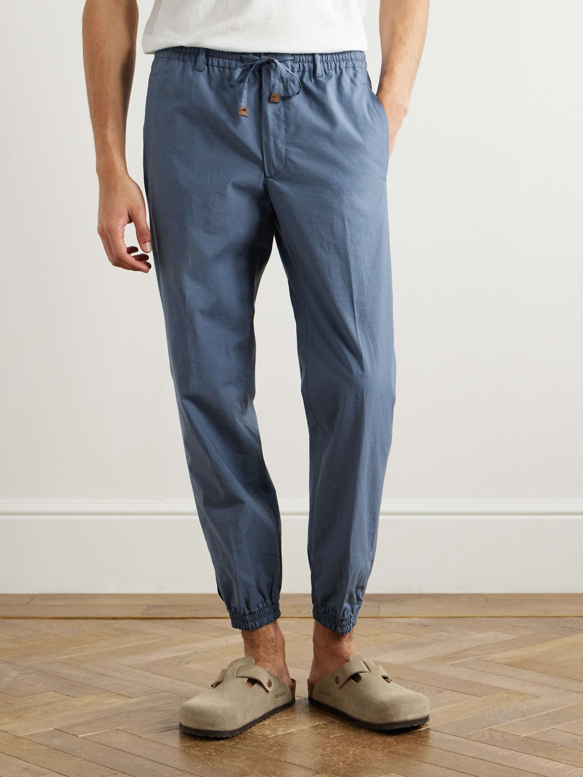 Teknosartorial Slim-Fit Tapered Cotton-Blend Poplin Drawstring Trousers view