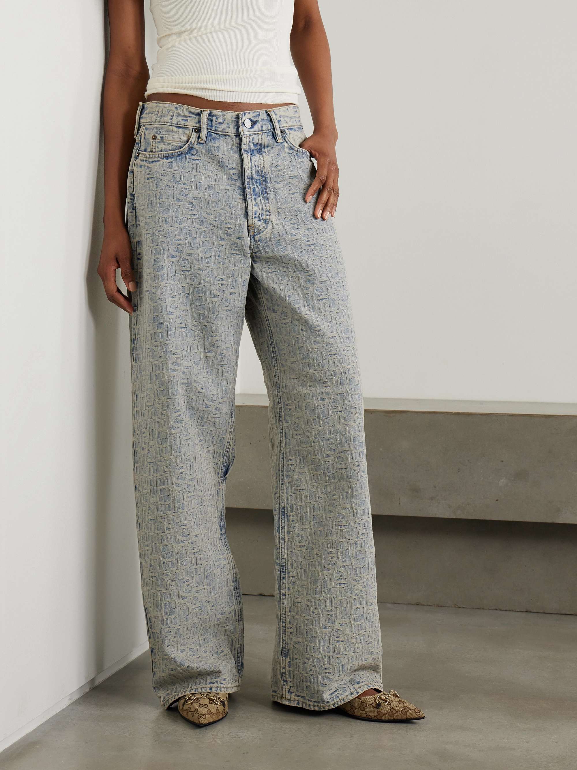 1981 denim-jacquard low-rise wide-leg jeans view