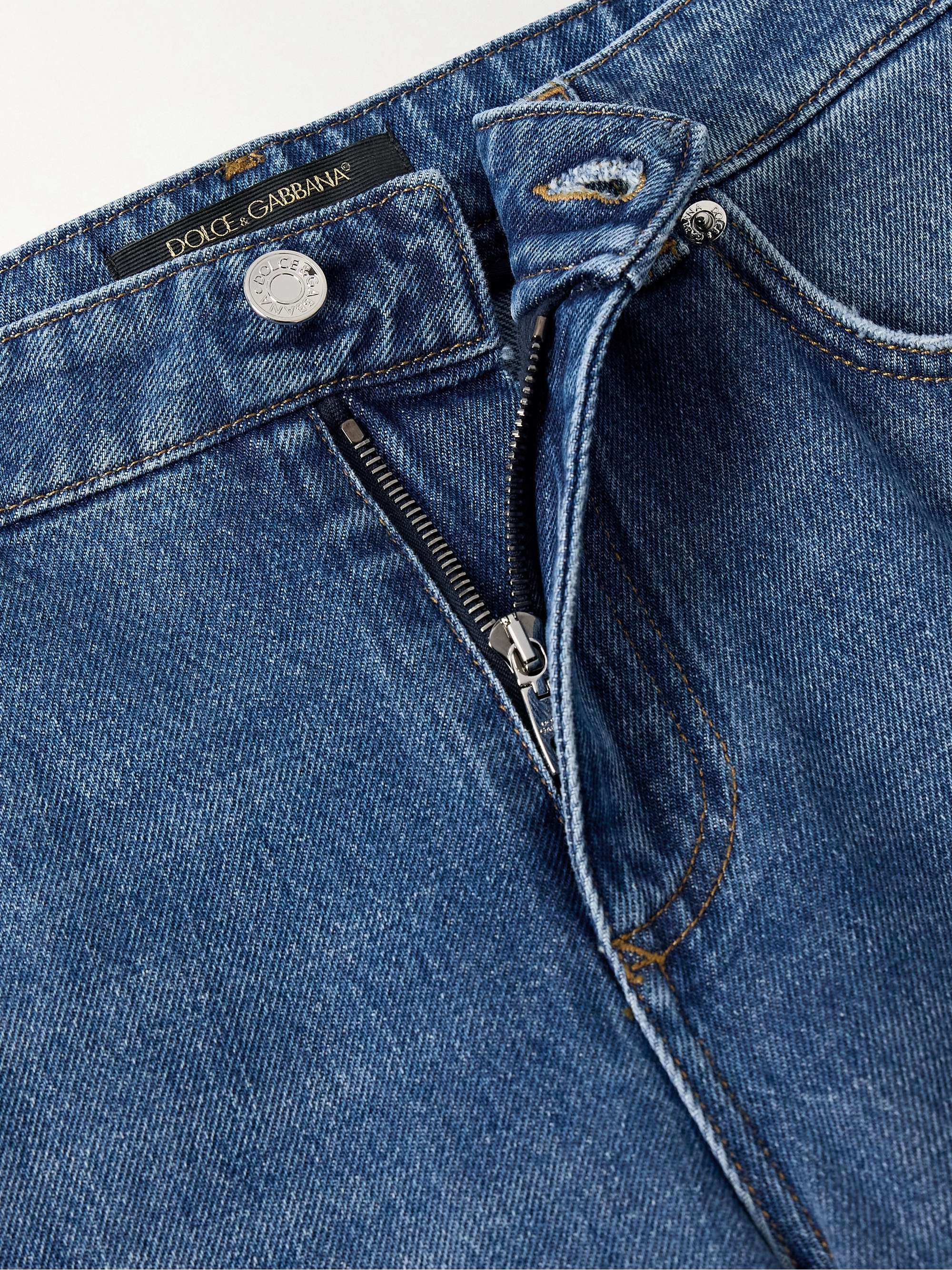 Appliquéd high-rise straight-leg jeans view