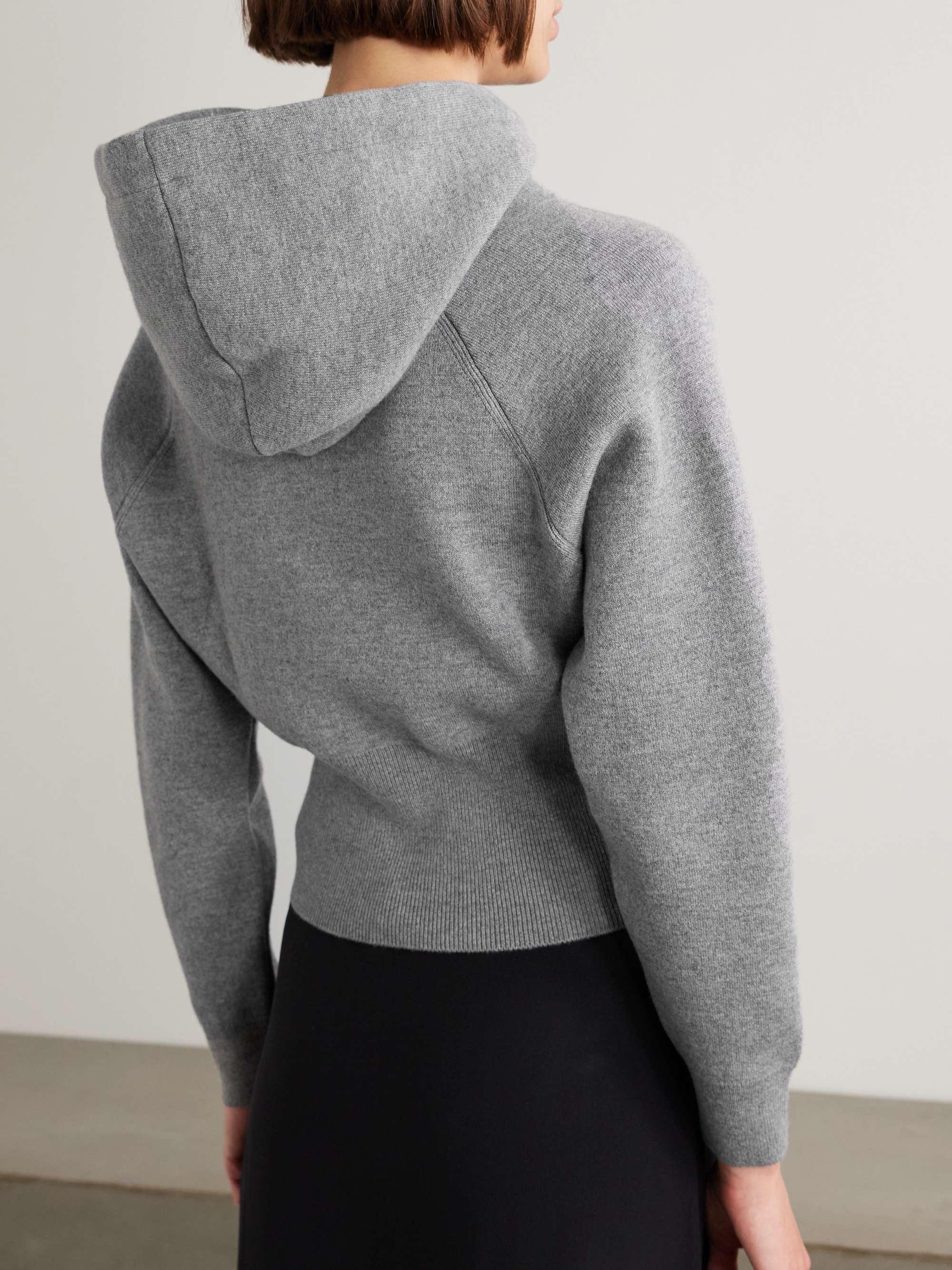 Appliquéd merino wool-blend hoodie view