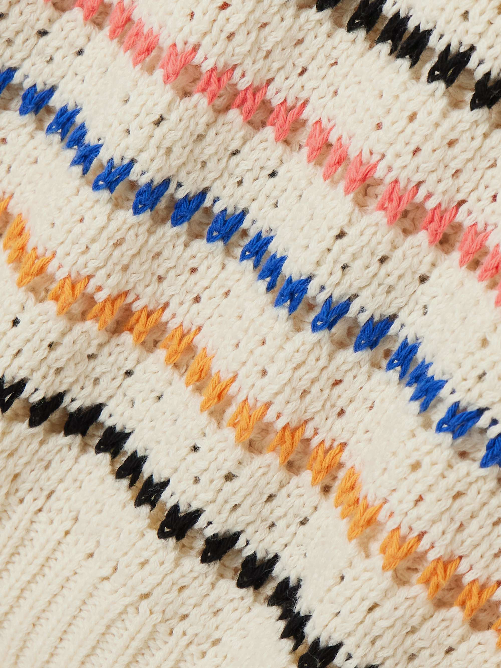 The Bell Sleeve striped open-knit cotton sweater view