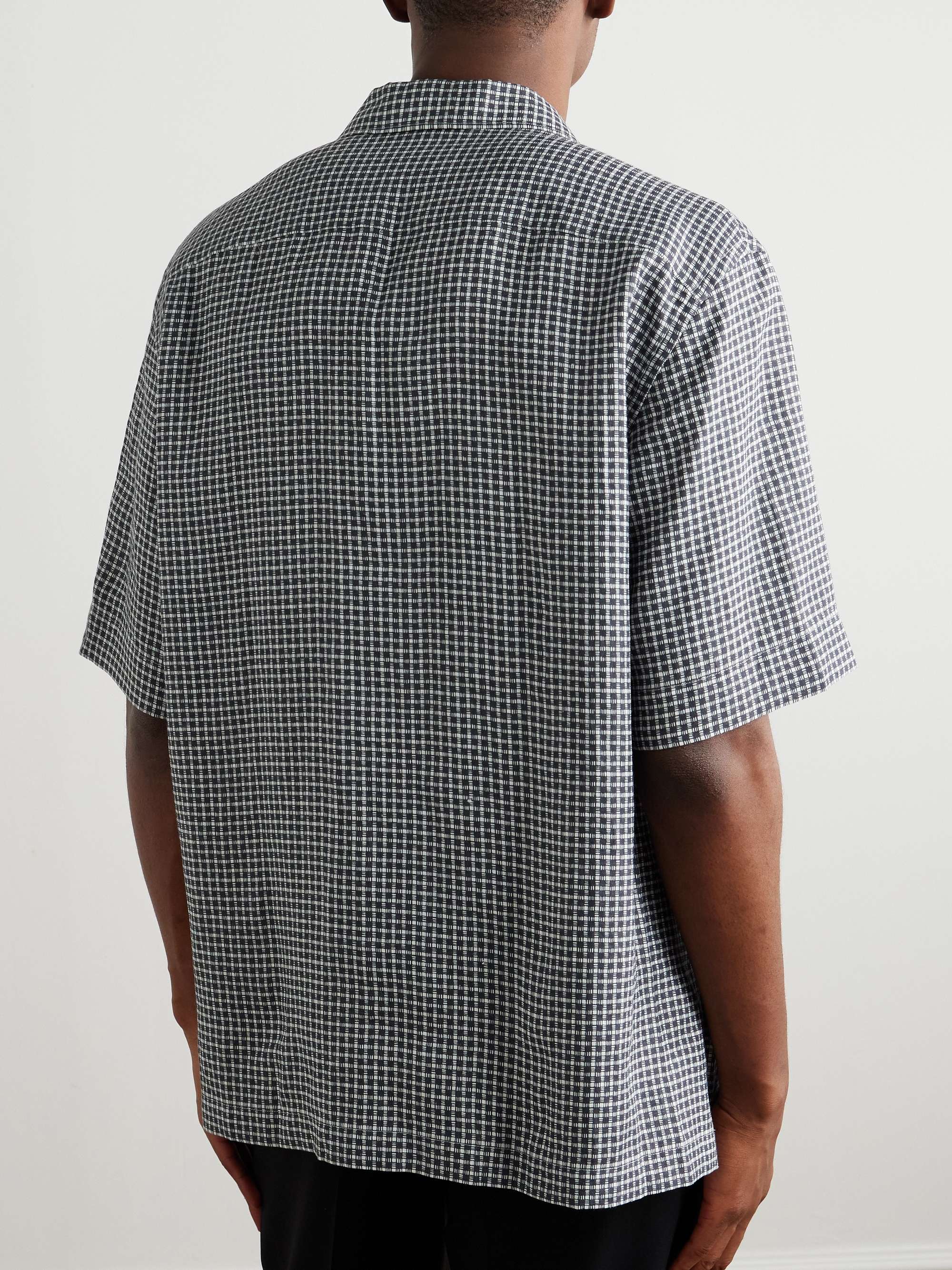 Federico Camp-Collar Checked Linen Shirt view