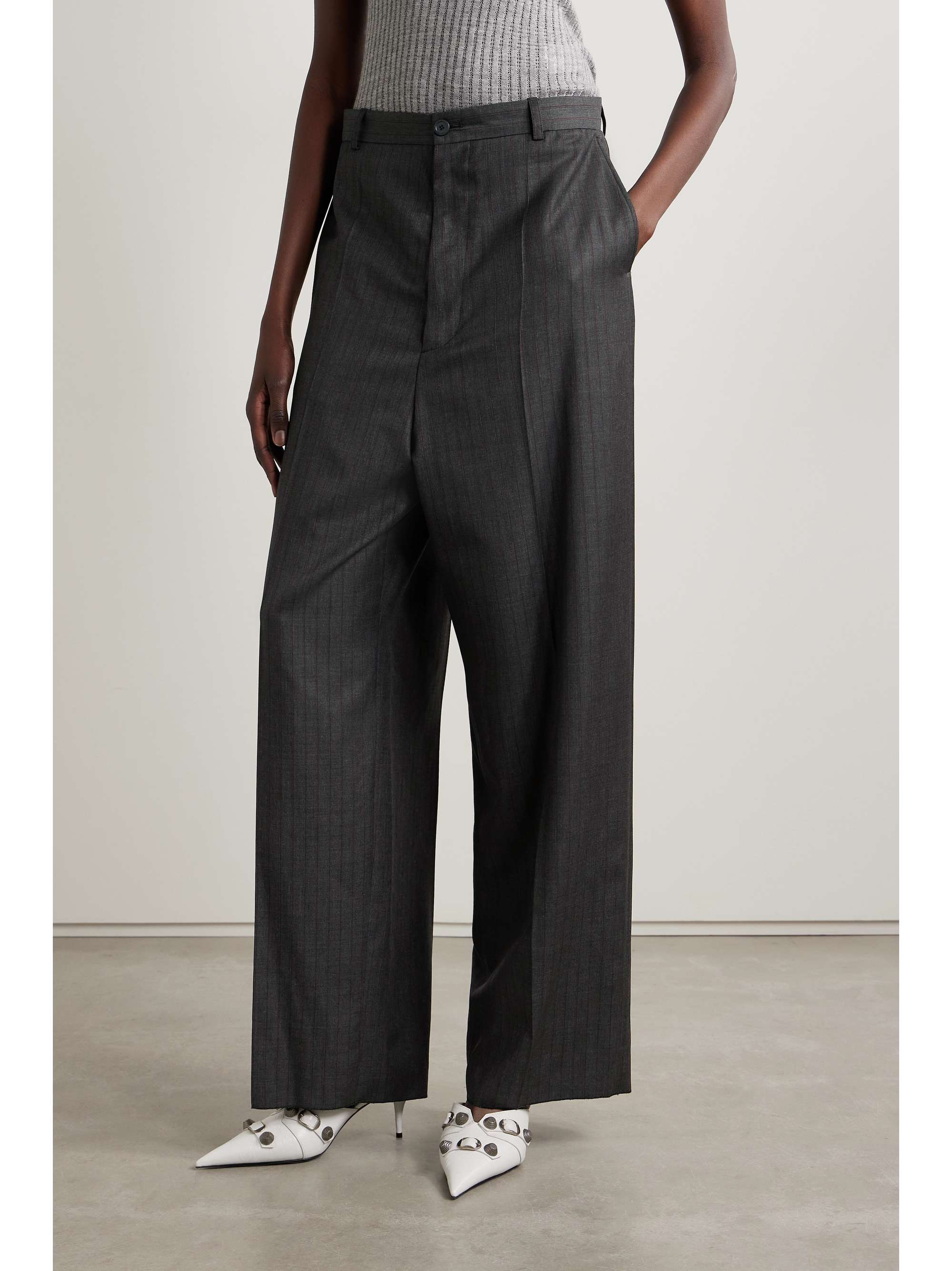 Striped wool pants view