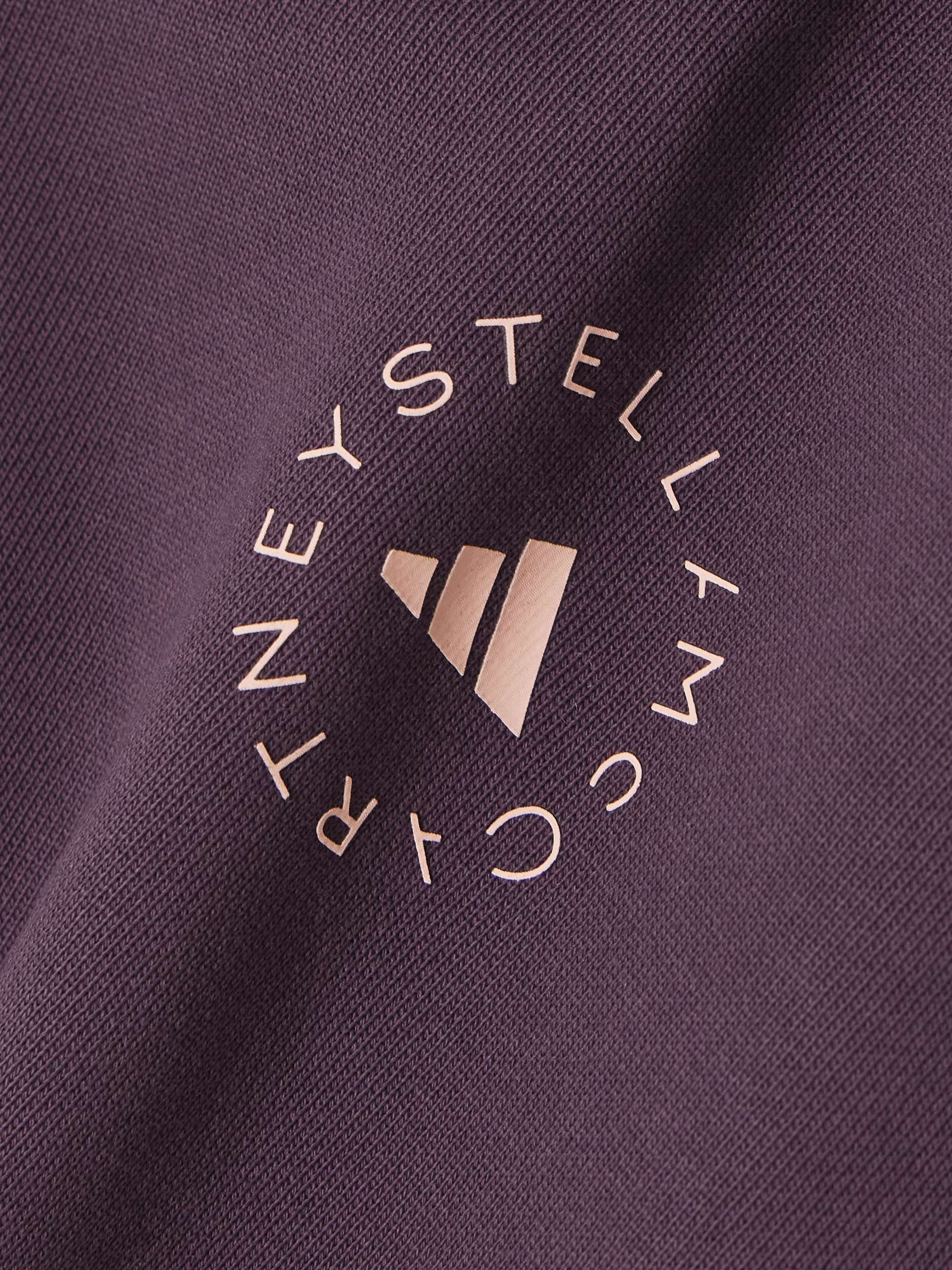 TrueCasuals cropped logo-print organic cotton-jersey hoodie view