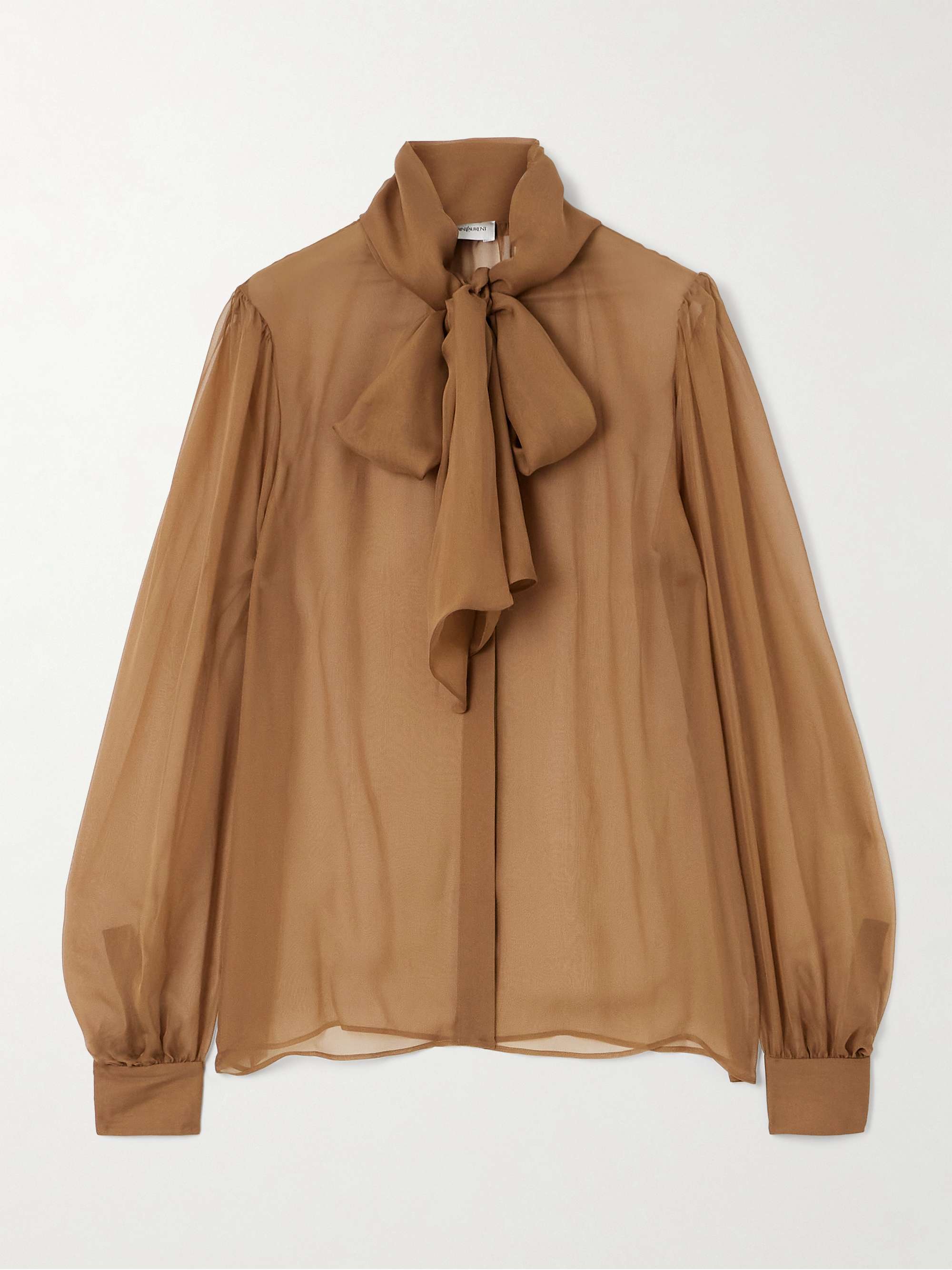 Pussy-bow silk-chiffon blouse view