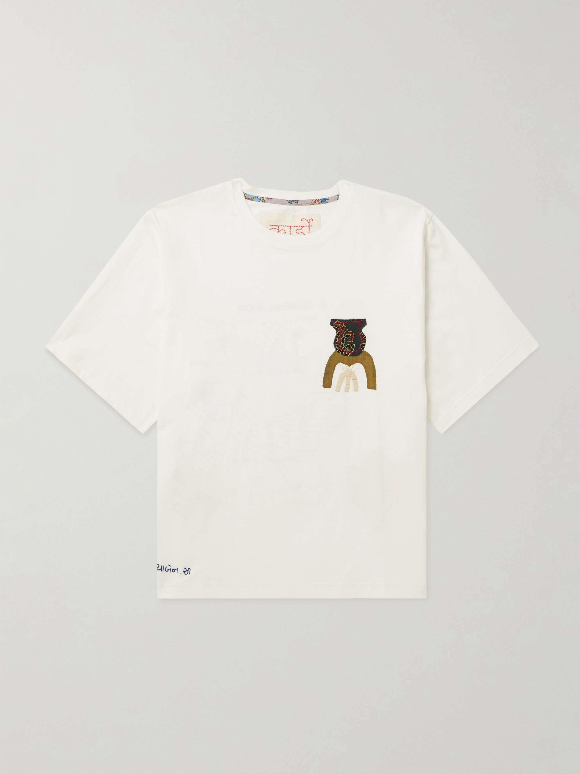 Appliquéd Embroidered Cotton-Jersey T-Shirt view