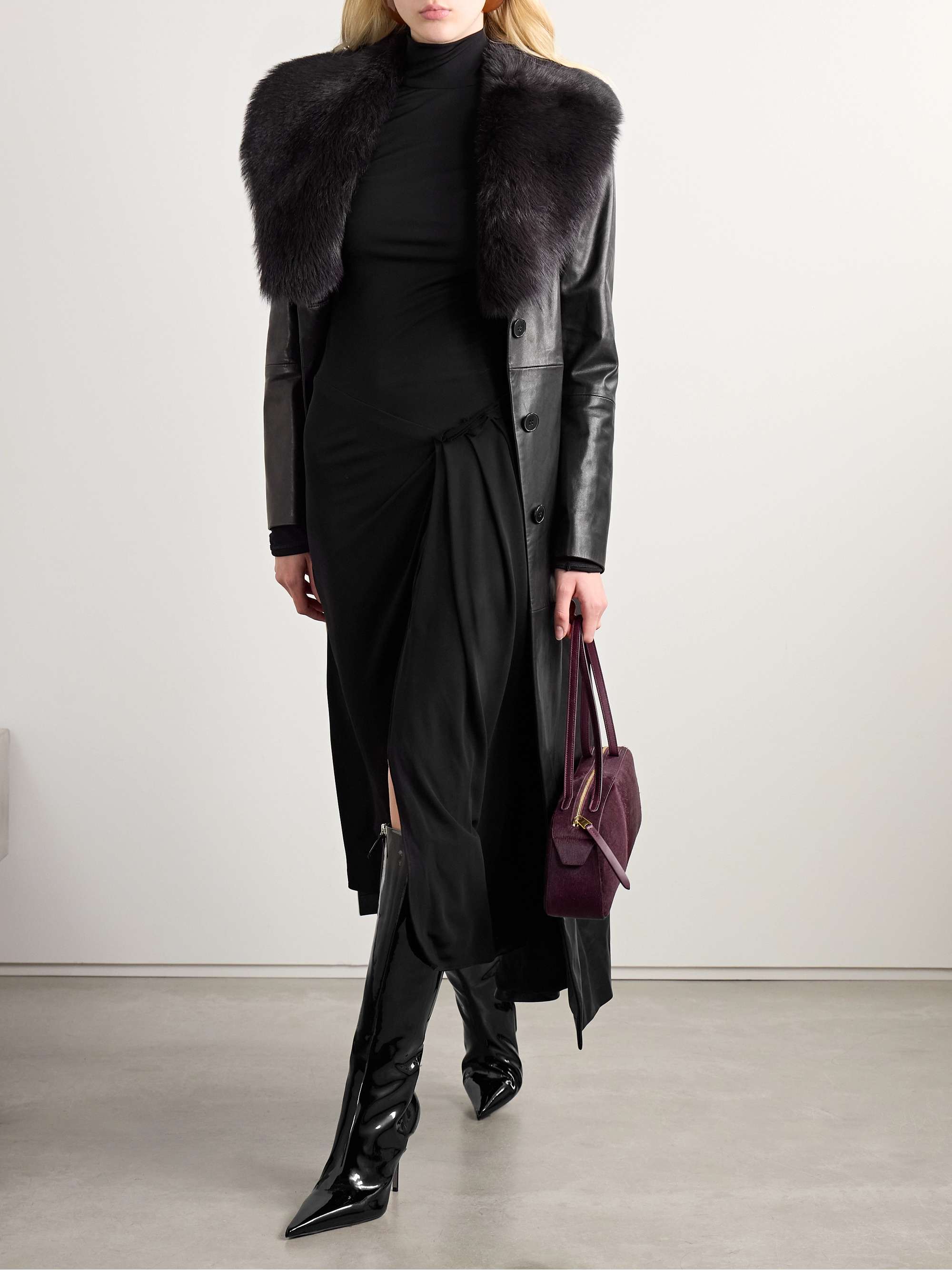 Vento pleated draped jersey midi dress view