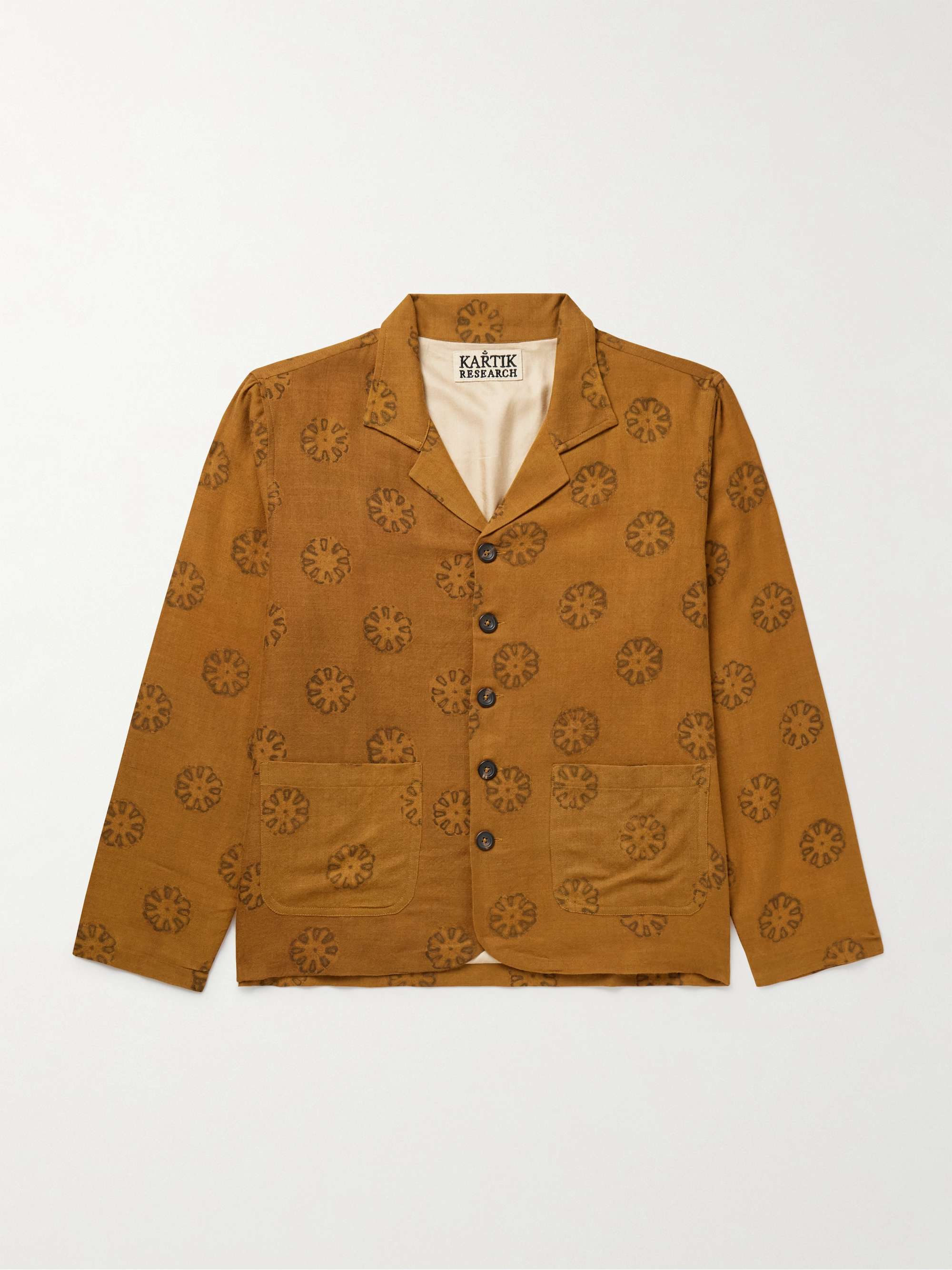 Holkar Camp-Collar Printed Wool-Flannel Overshirt view