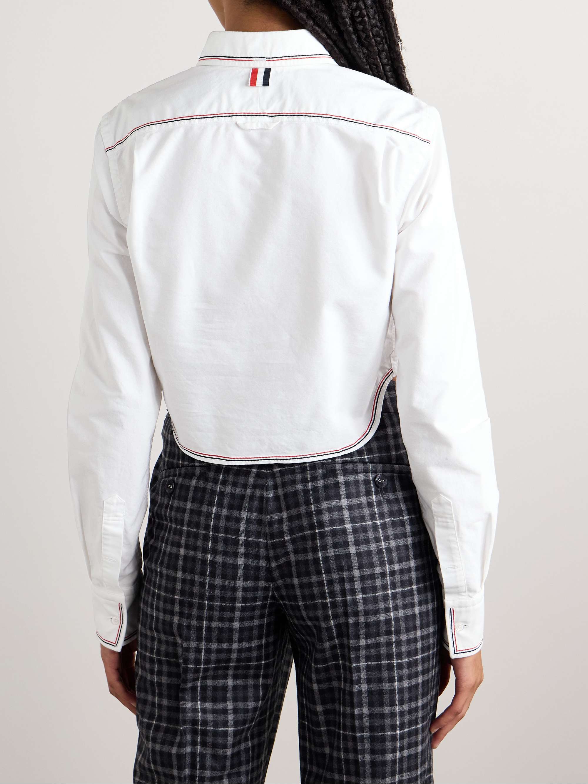 Cropped grosgrain-trimmed cotton Oxford shirt view