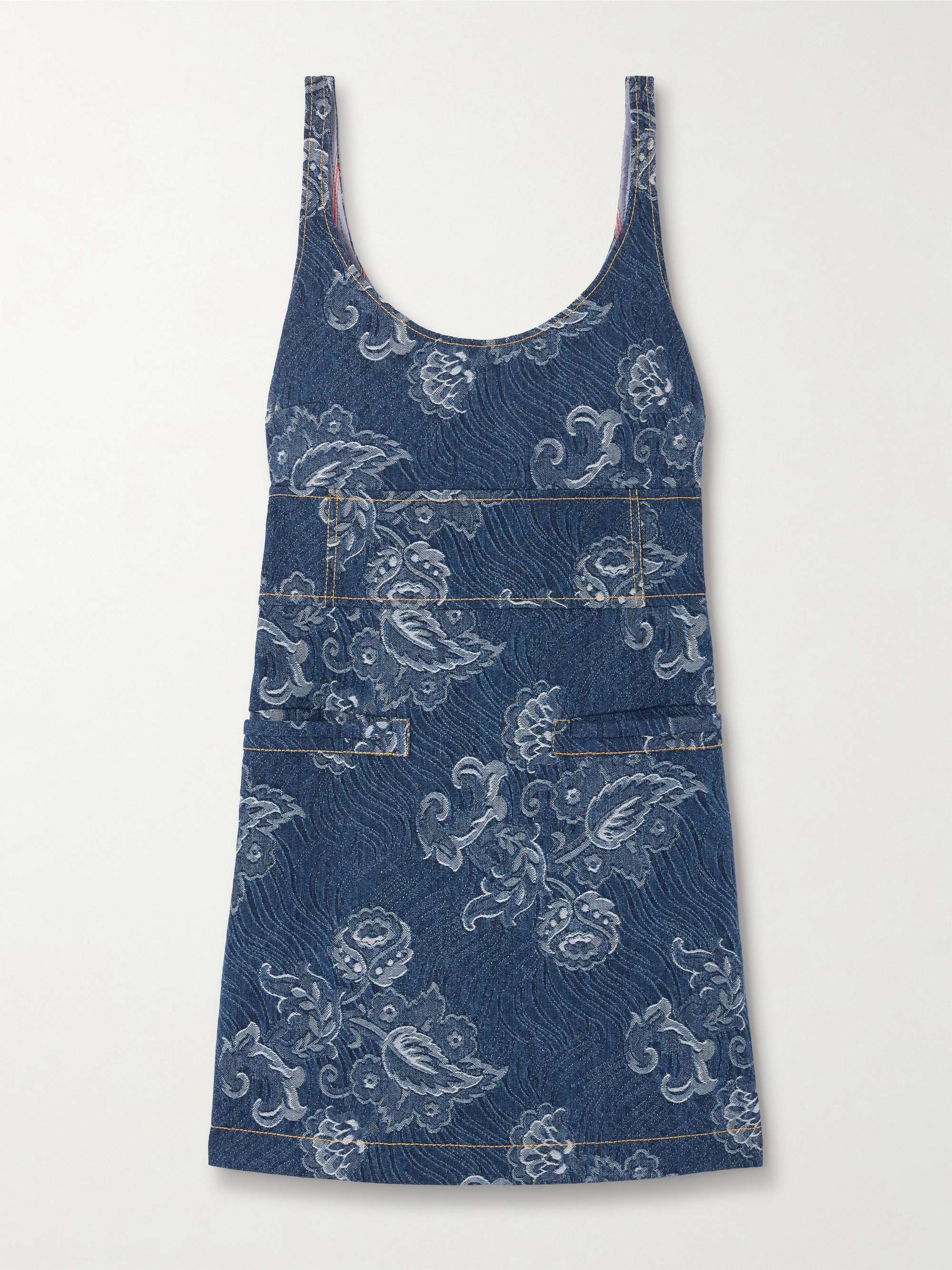 Denim-jacquard mini dress view