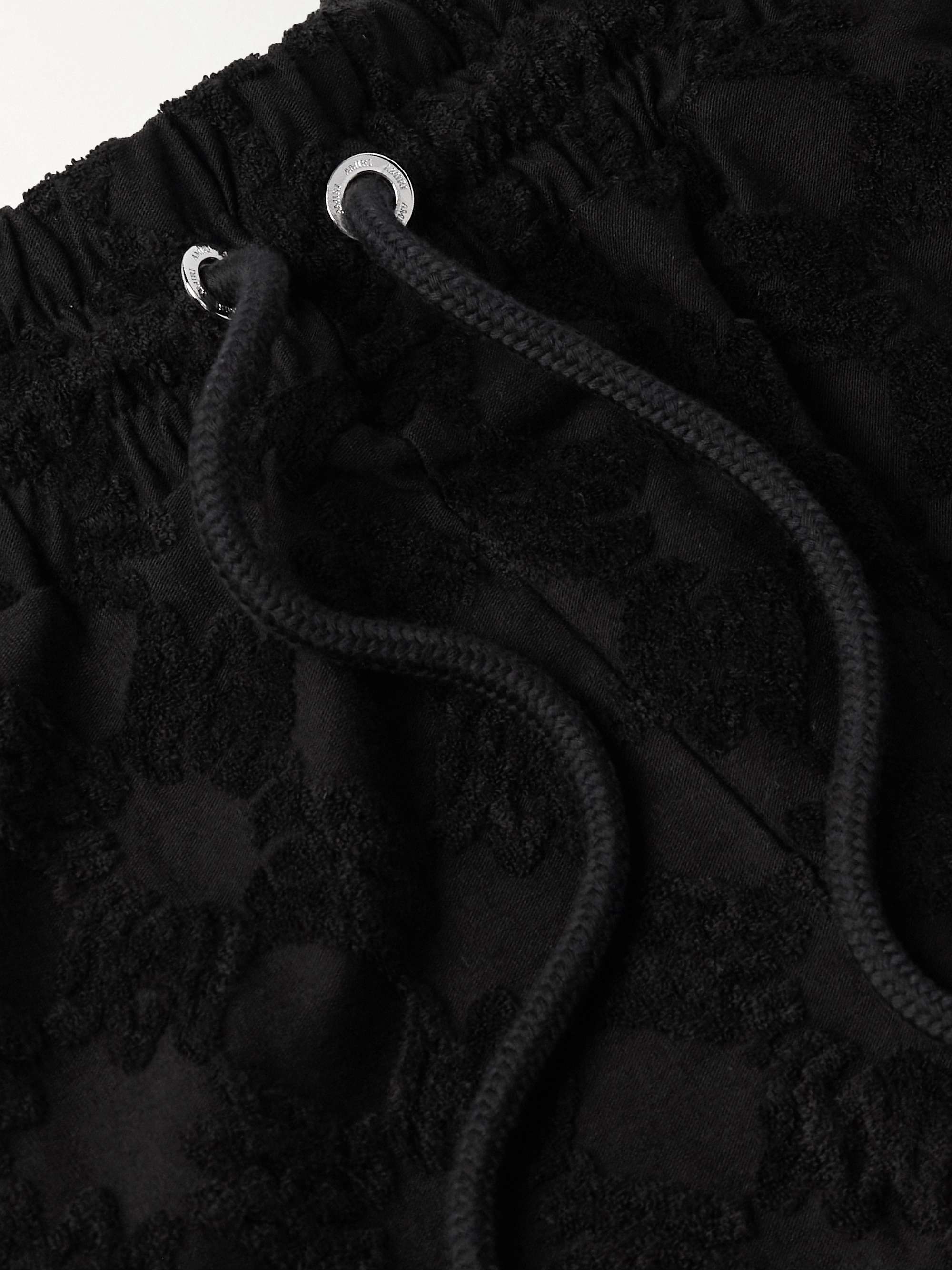 Straight-Leg Logo-Embroidered Cotton-Blend Terry-Jacquard Drawstring Shorts view