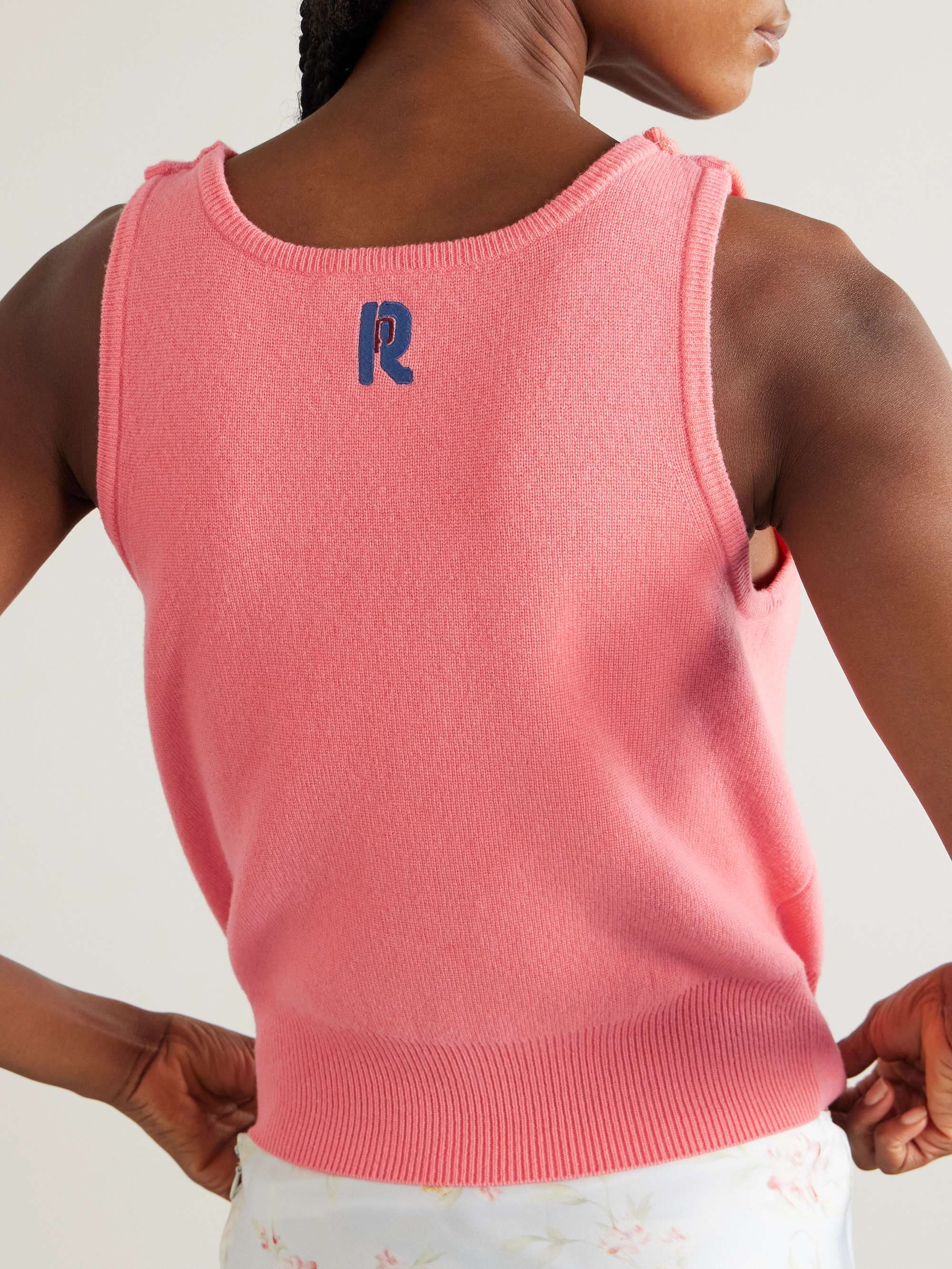 Cropped embroidered crystal-embellished wool and cashmere-blend top view