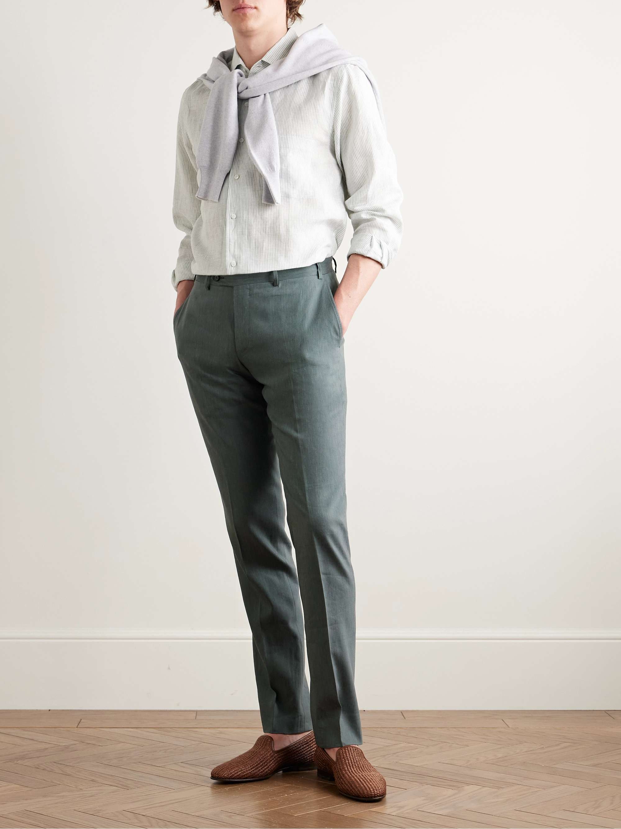 Slim-Fit Linen and Wool-Blend Suit Trousers view