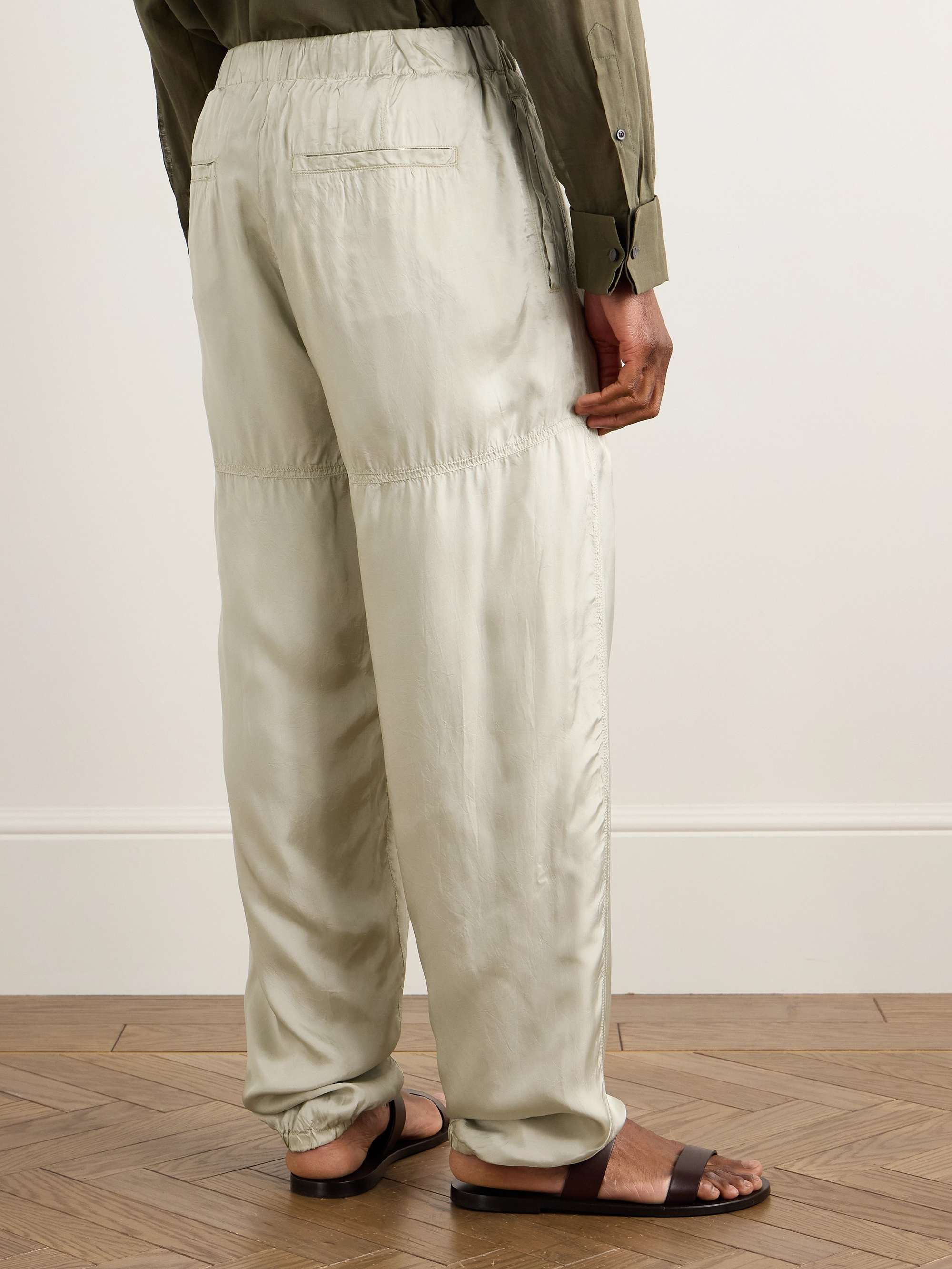 Tapered Crinkled-Satin Trousers view