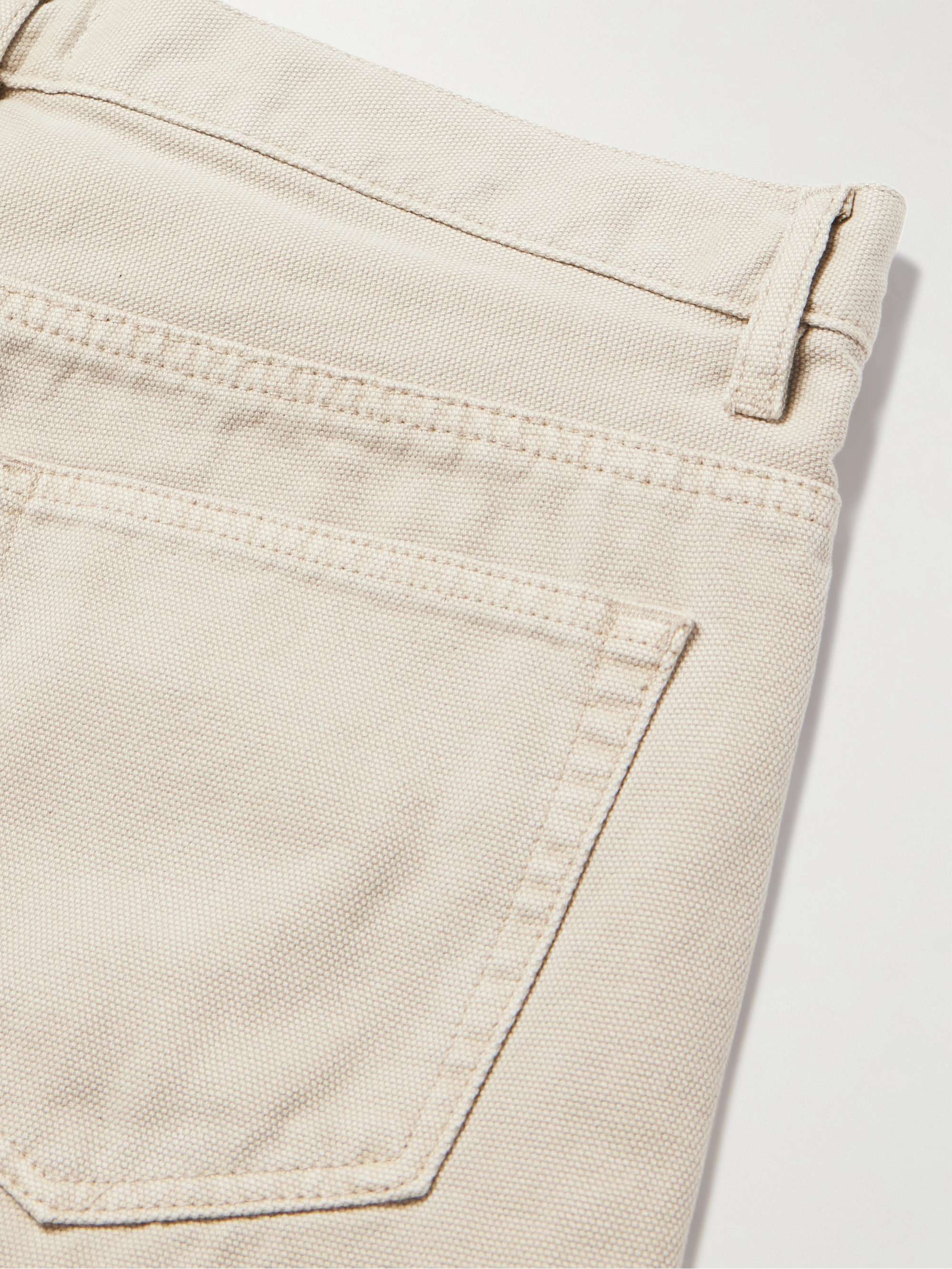 Distressed Straight-Leg Cotton-Canvas Shorts view
