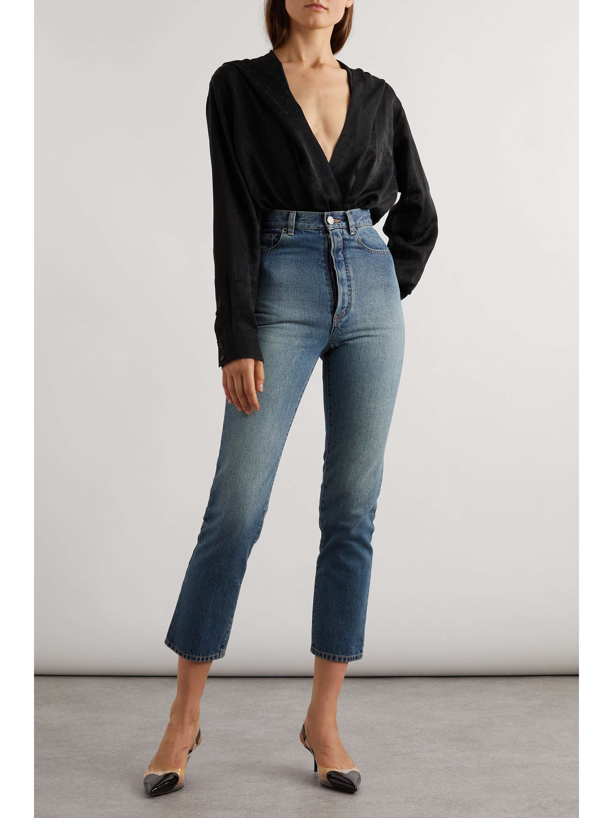 Archetypes hooded satin-jacquard bodysuit view