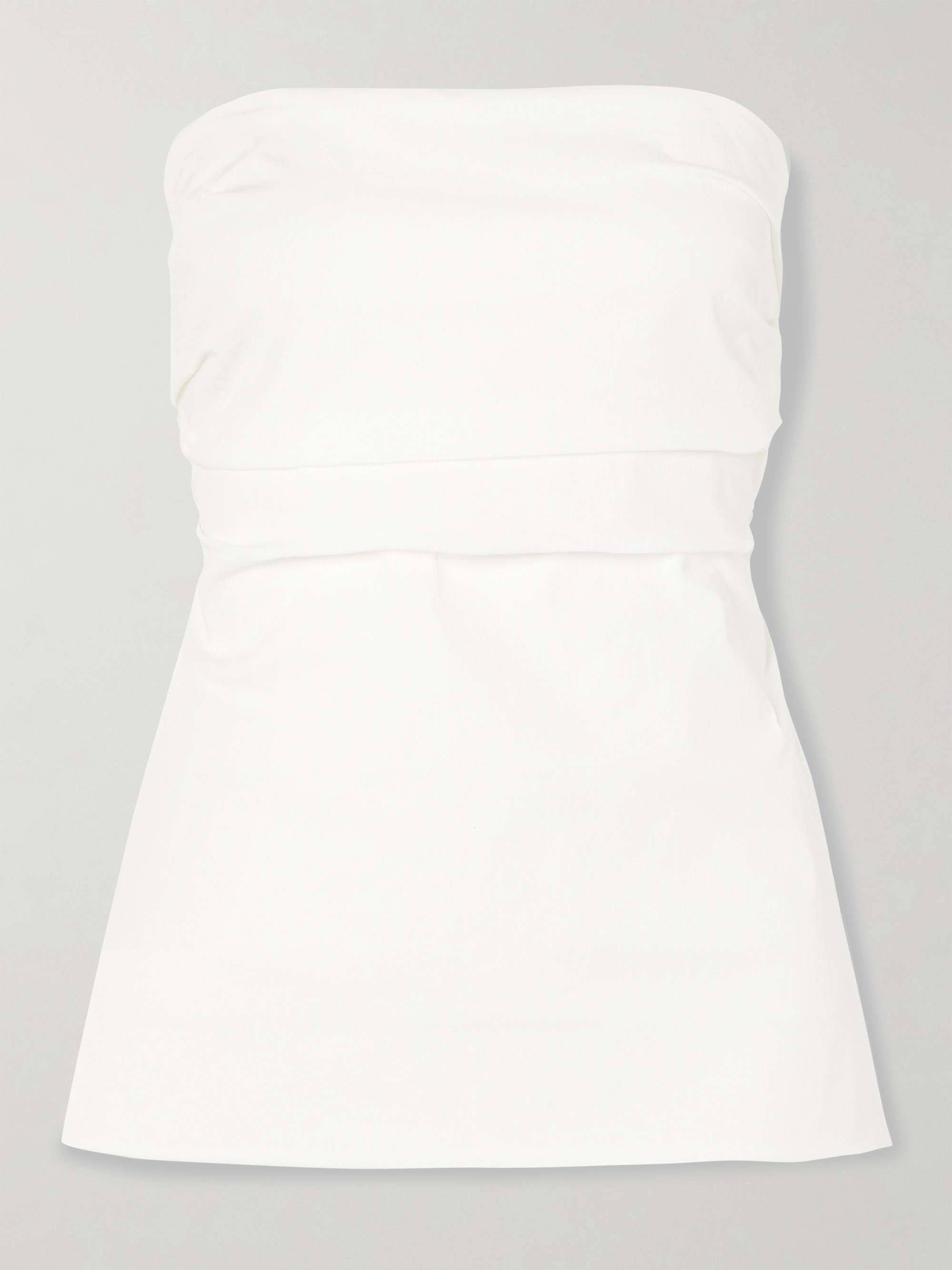 Strapless tie-back ruched cotton-blend top view