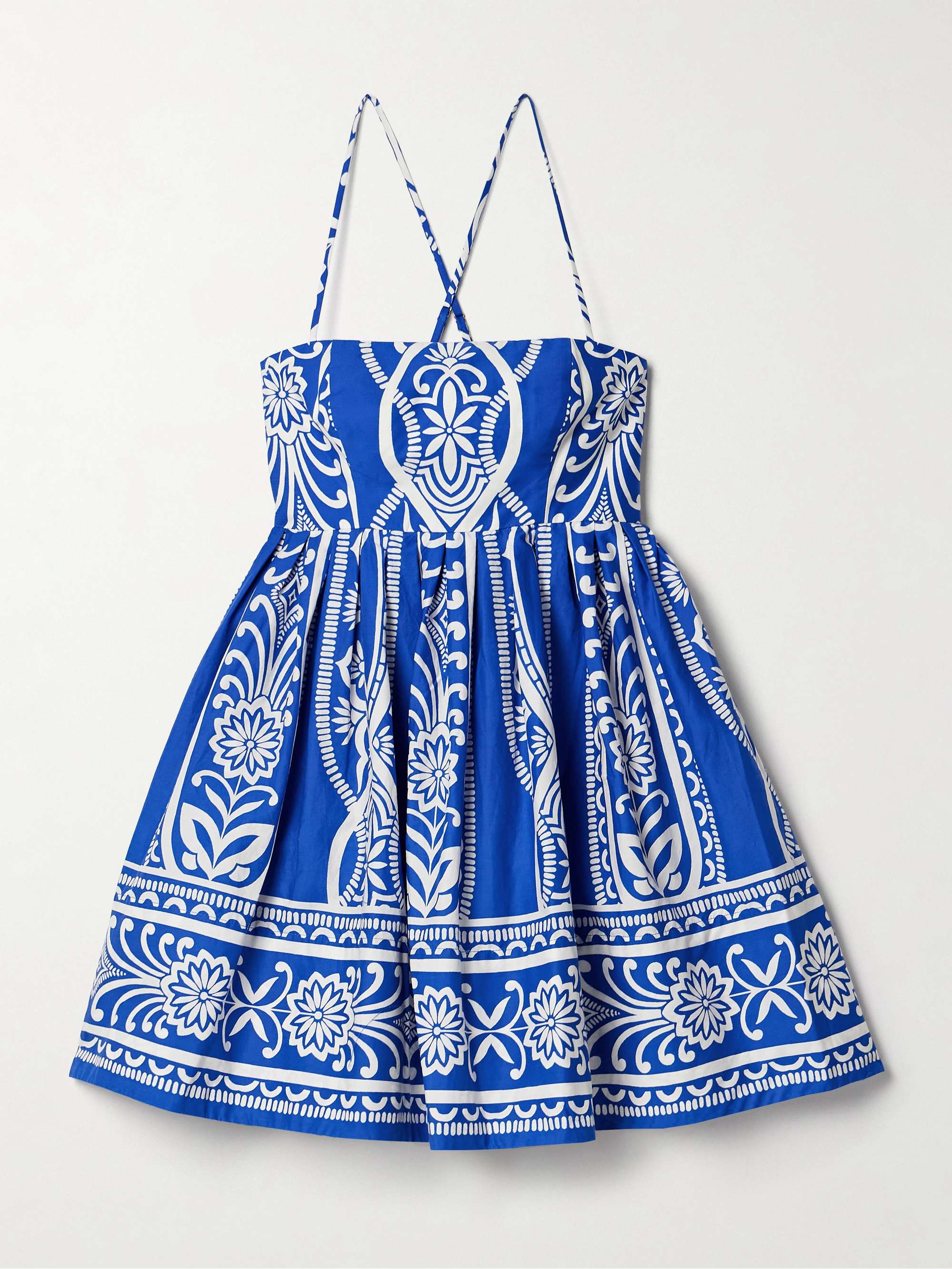 Leo pleated printed cotton-poplin mini dress view