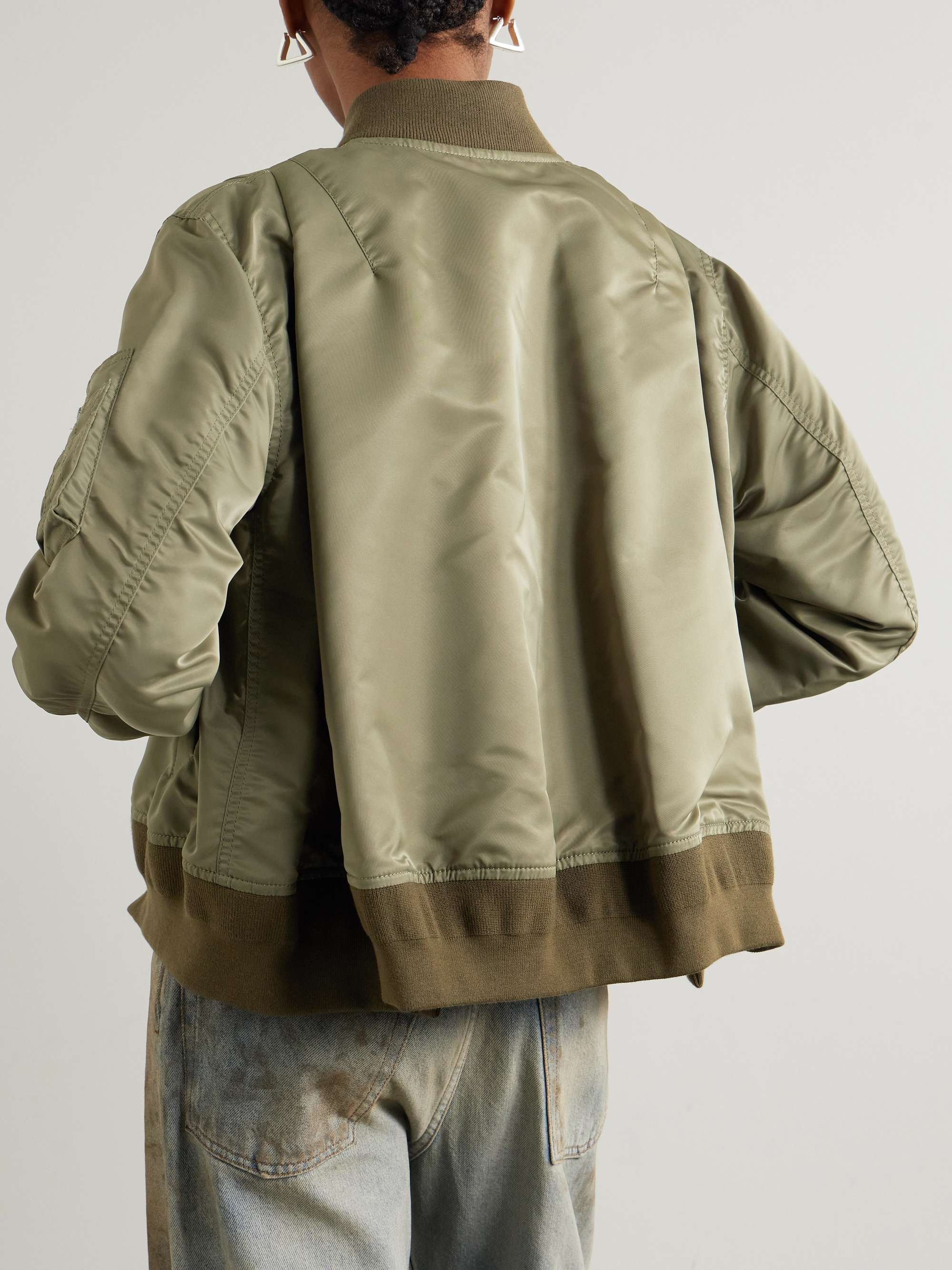 Grosgrain-trimmed shell bomber jacket view