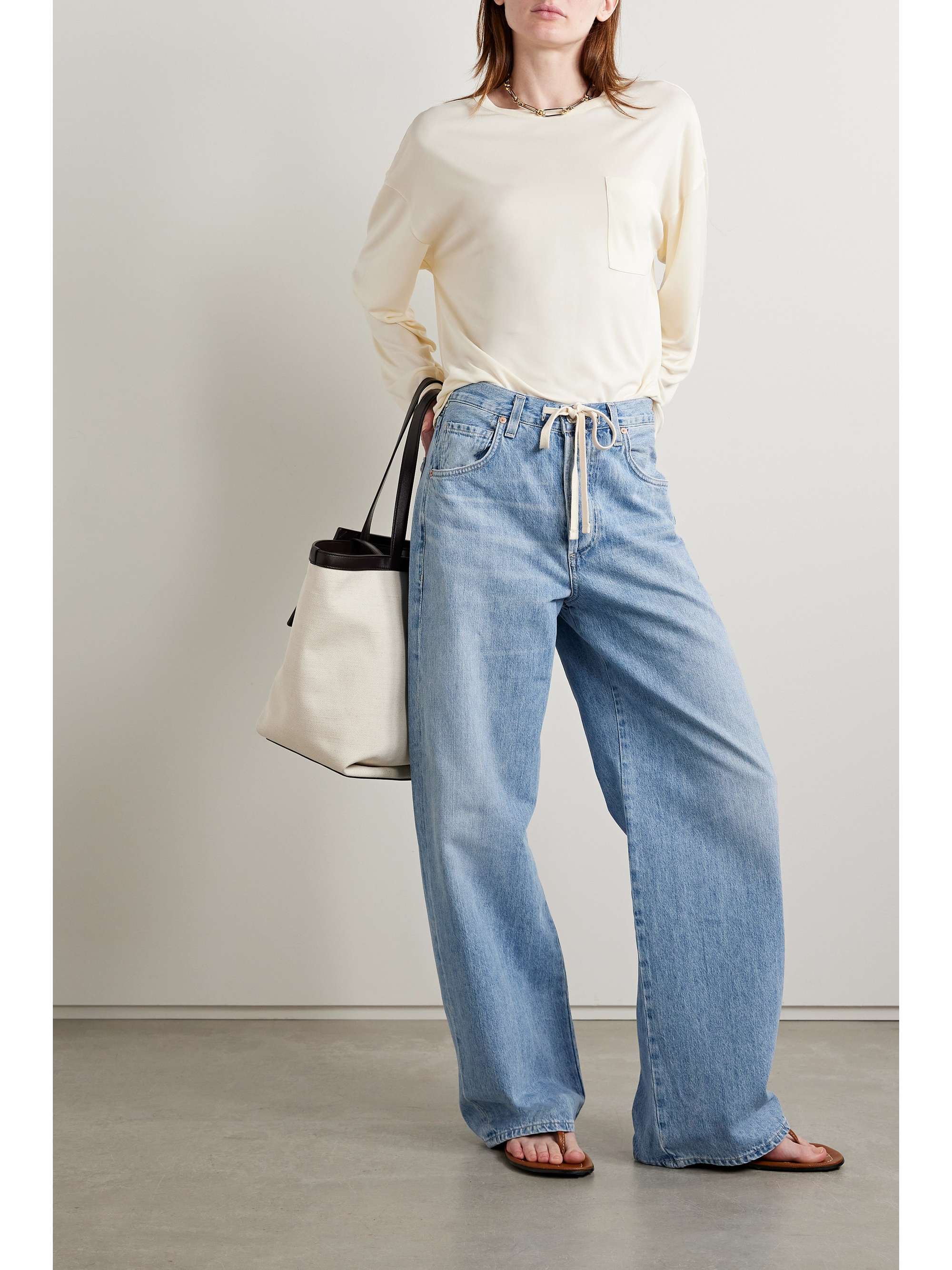 + NET SUSTAIN Brynn high-rise wide-leg organic jeans view