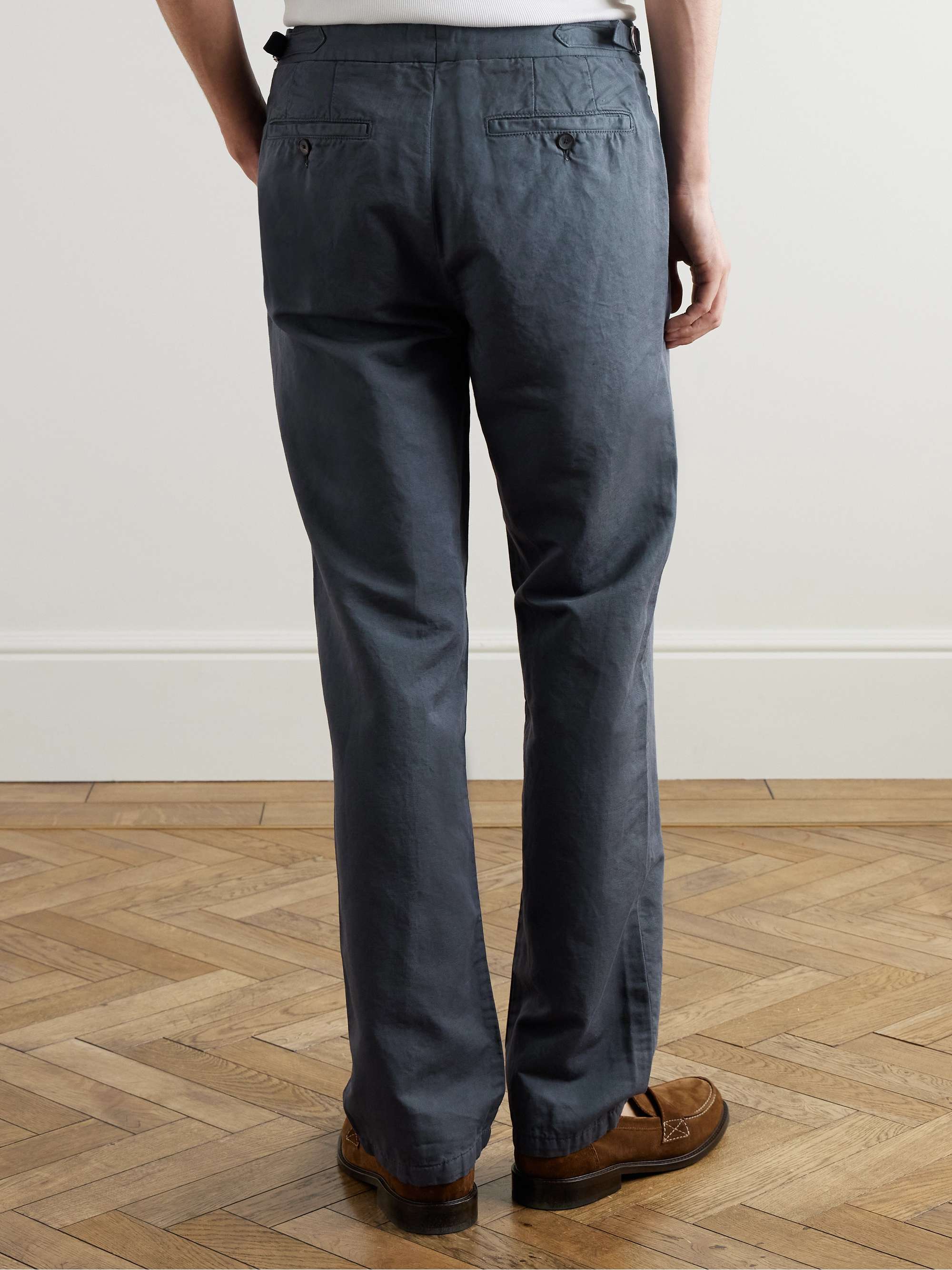 Mike Straight-Leg Organic Cotton and Linen-Blend Twill Trousers view