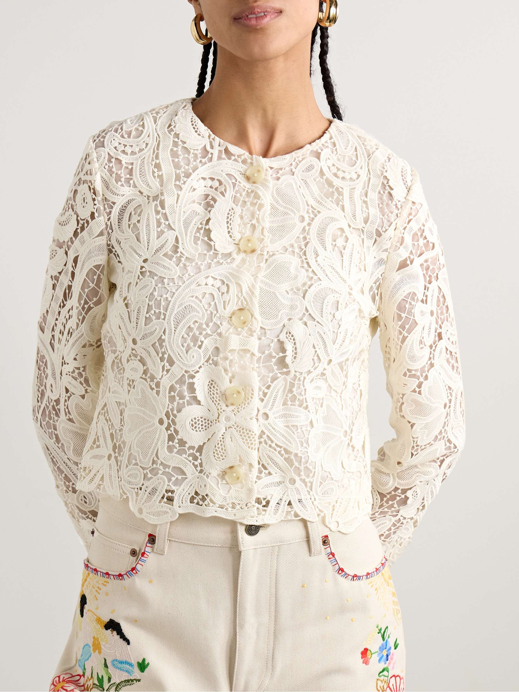 Caris cropped guipure lace jacket view