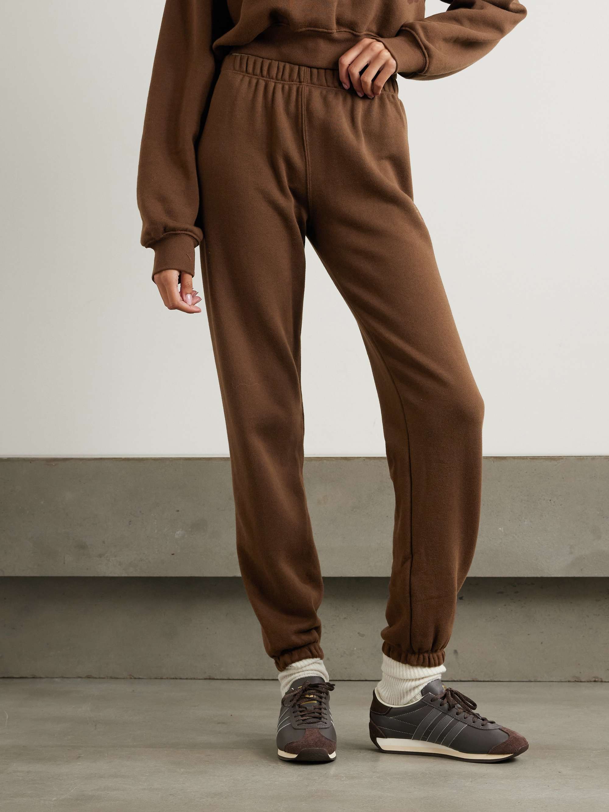 Cotton and modal-blend jersey tapered track pants view