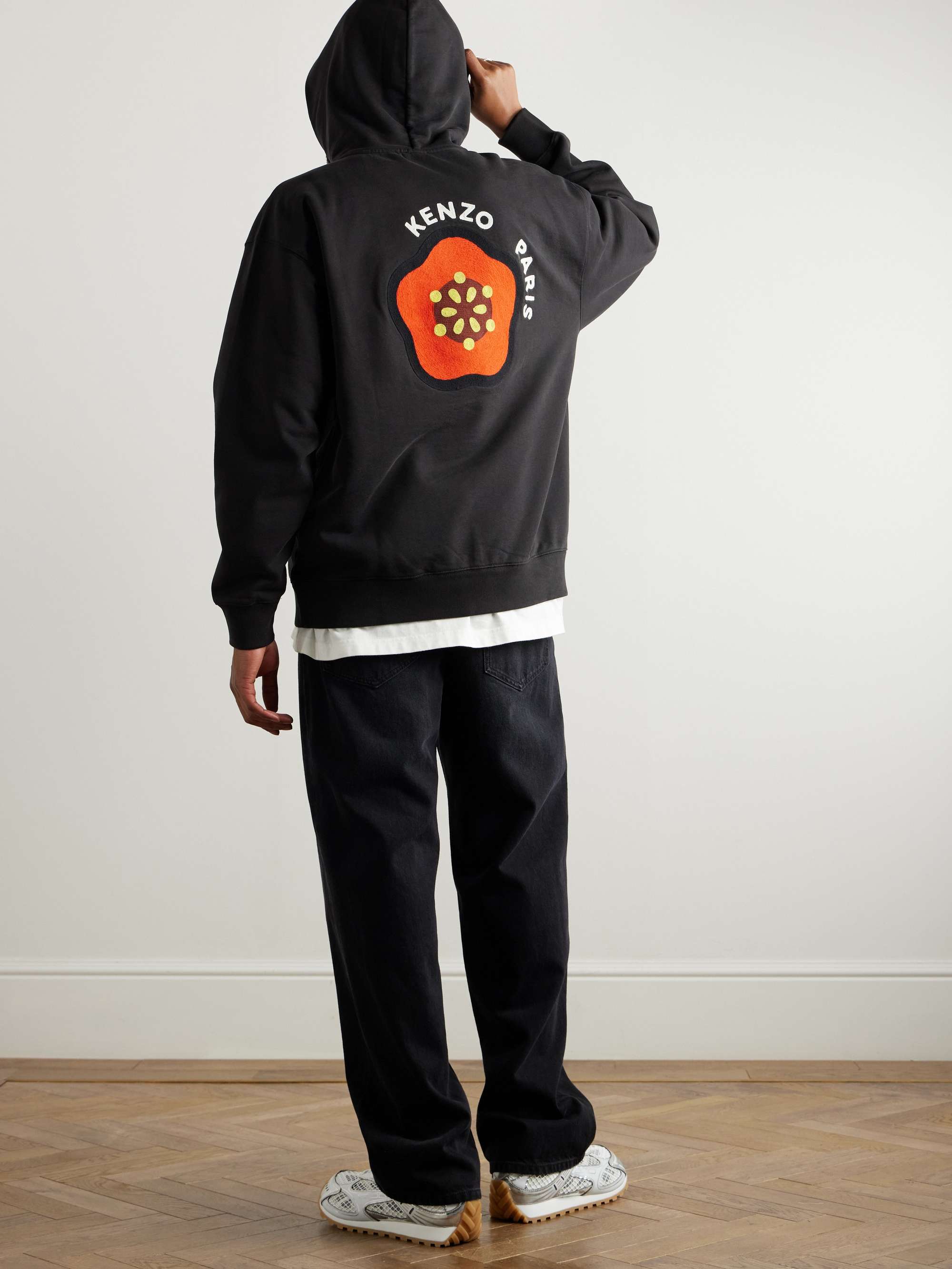 Pop Oversized Logo-Embroidered Cotton-Jersey Hoodie view