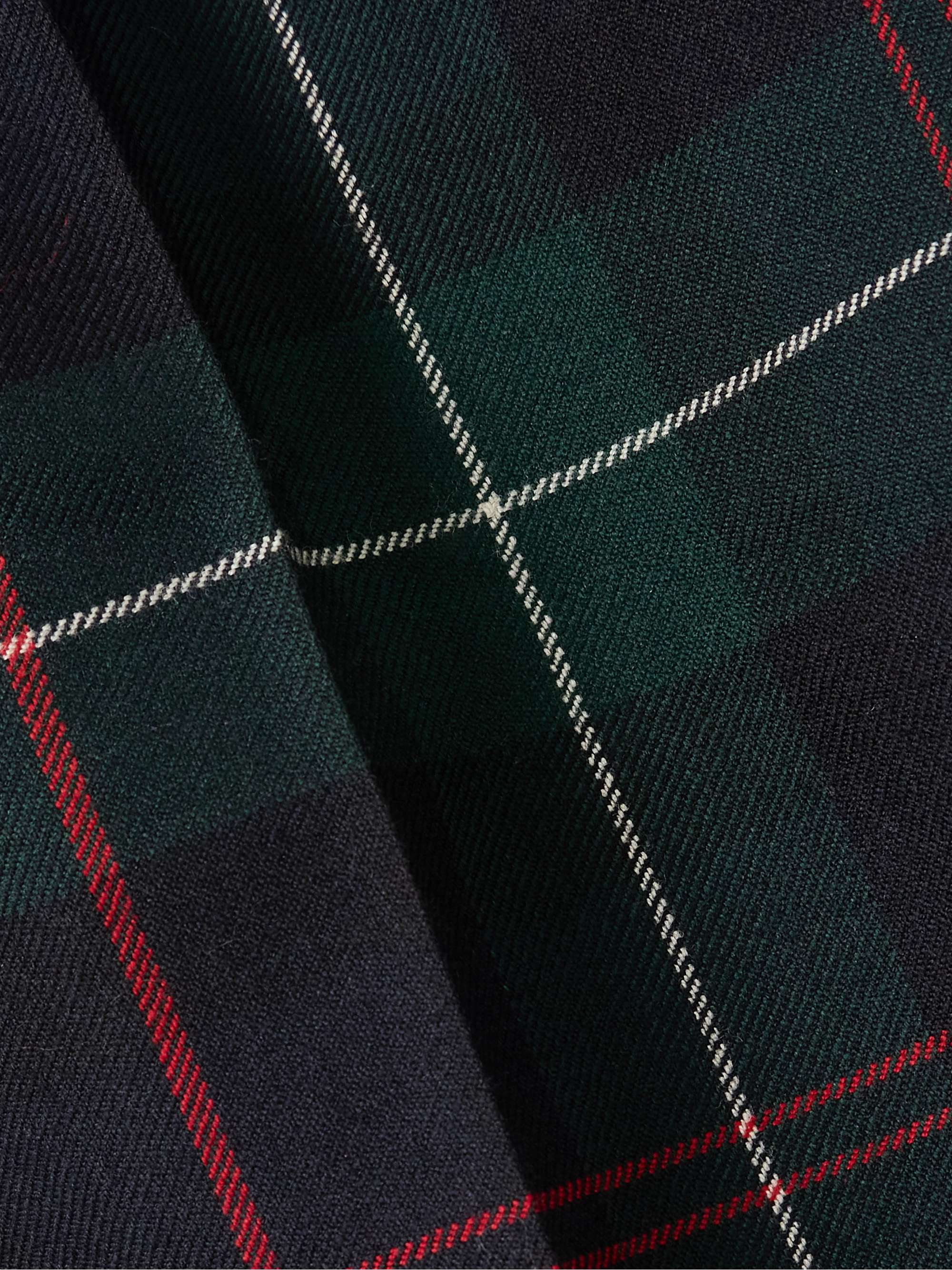 Checked wool-flannel straight-leg pants view
