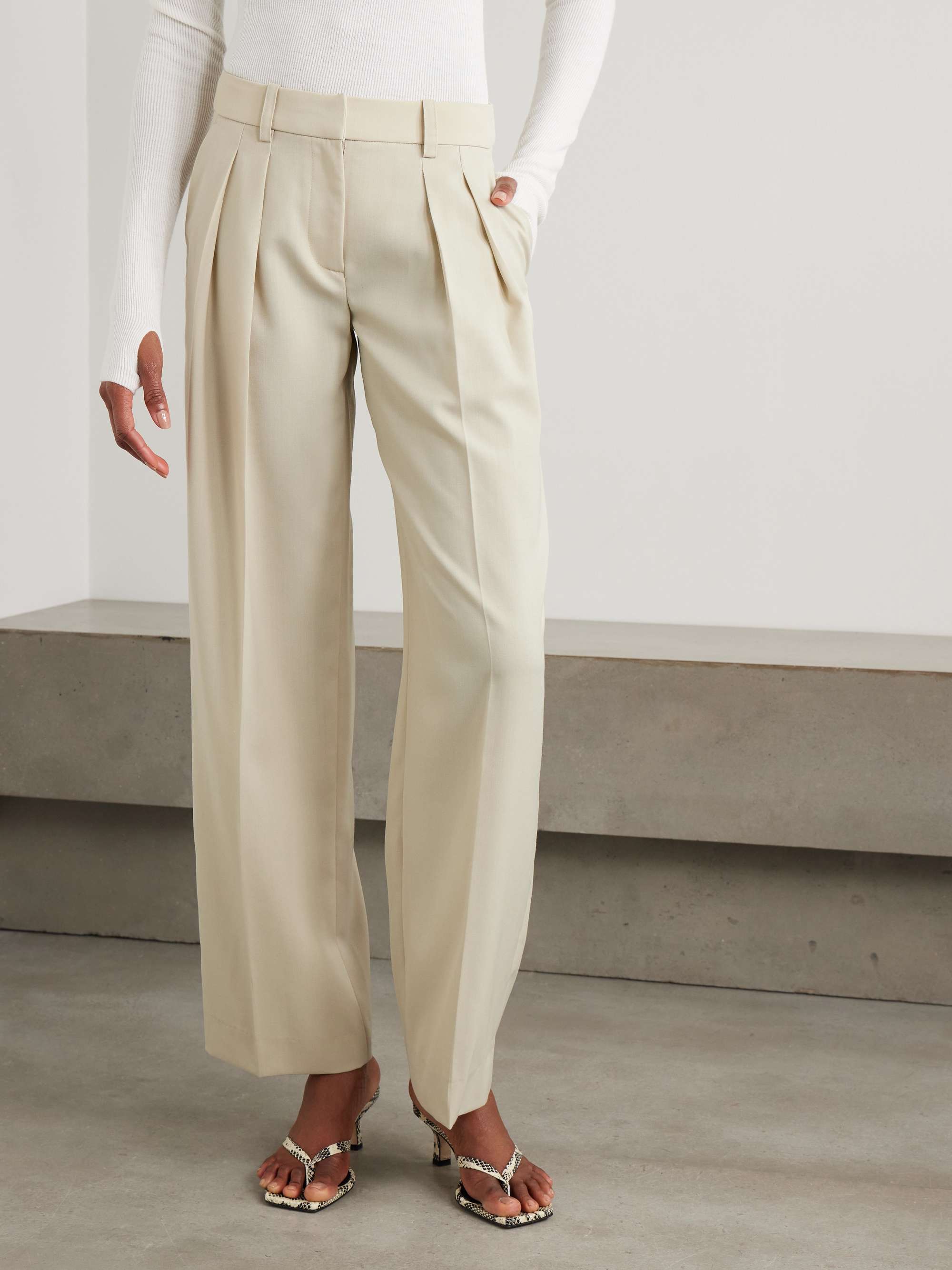 Daytona pleated grain de poudre wide-leg pants view