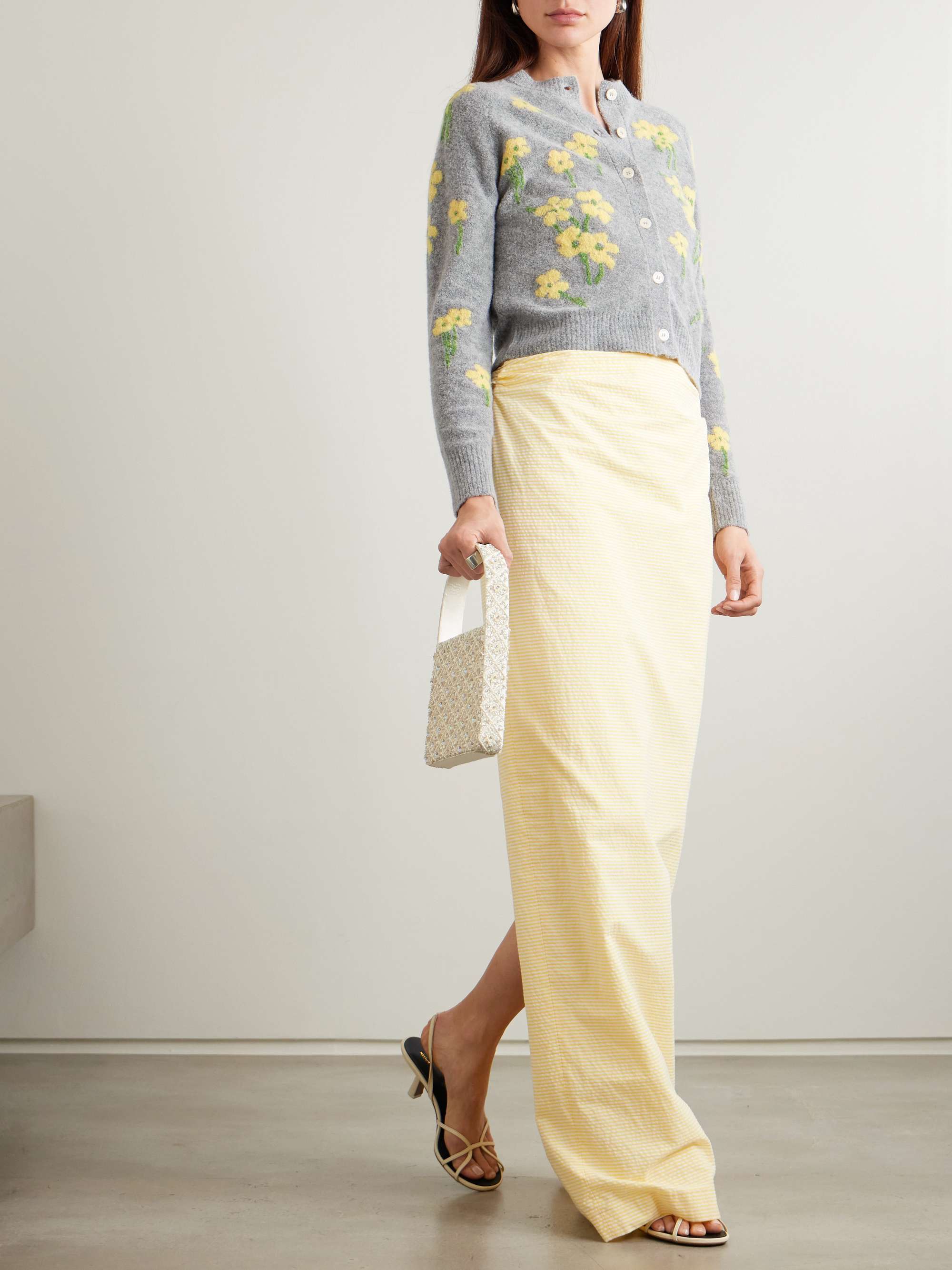 Nona floral-jacquard wool-blend bouclé cardigan view
