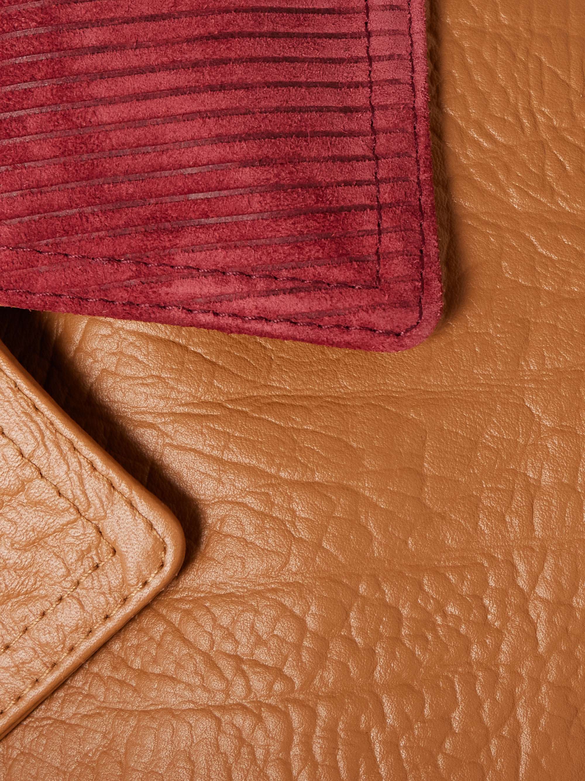 Oversized suede-trimmed textured-leather jacket view