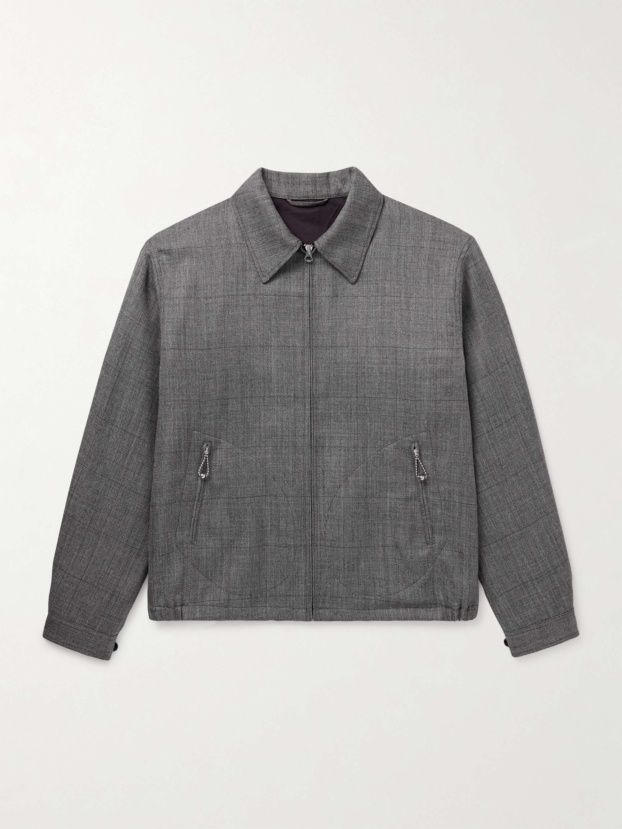 Checked Wool-Gabardine Blouson Jacket view