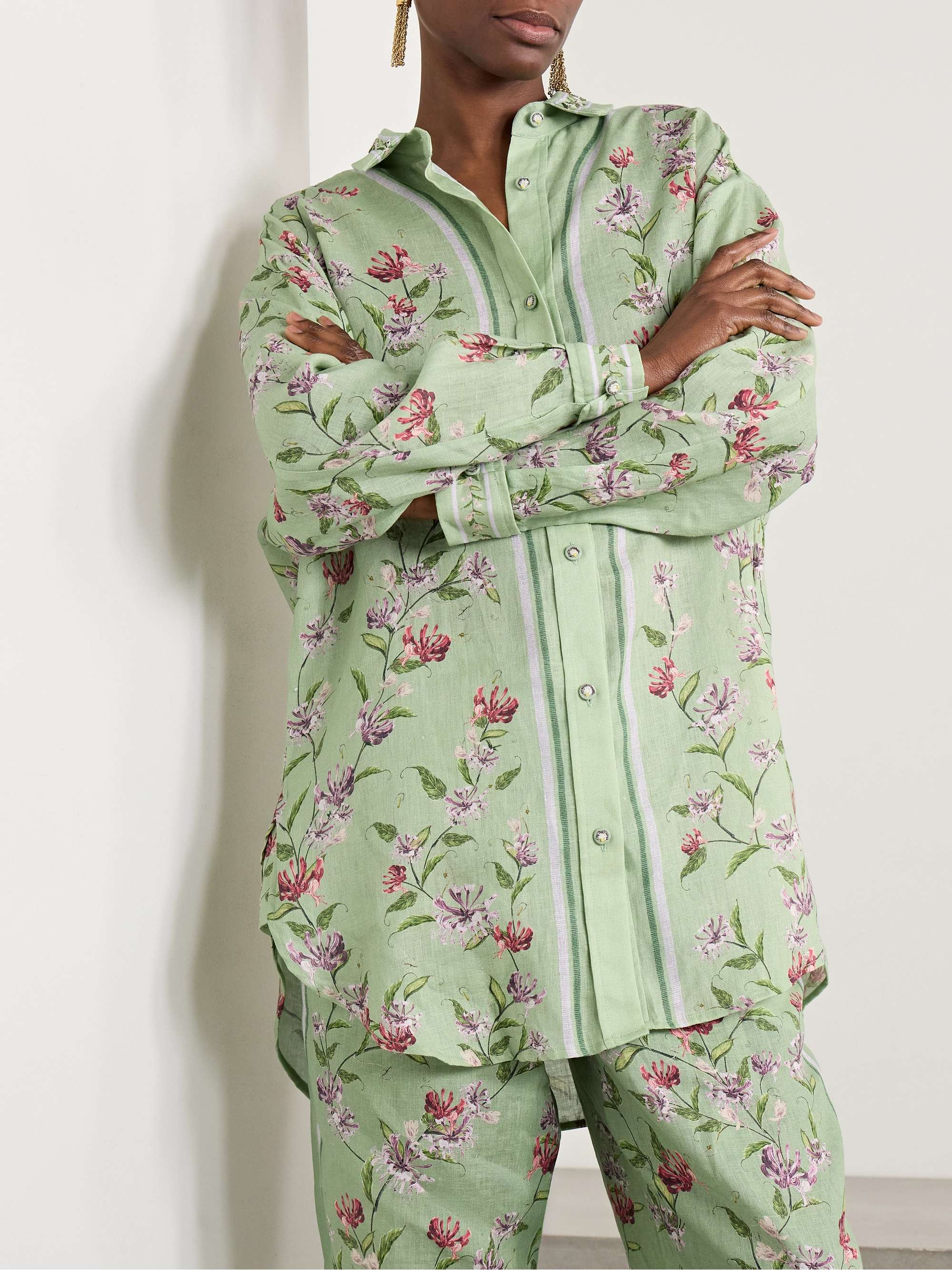 Cecilia Honeysuckle floral-print linen shirt view