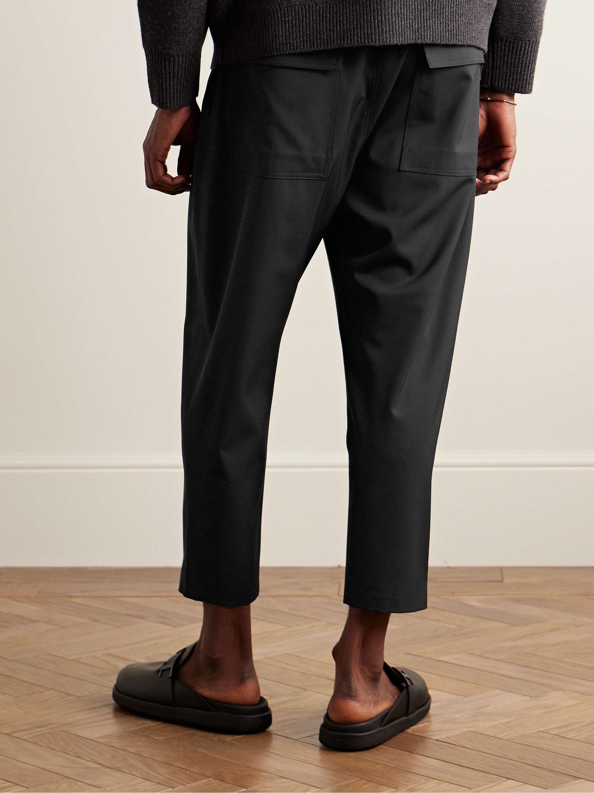 Walker Tapered Cropped Virgin Wool Drawstring Trousers view